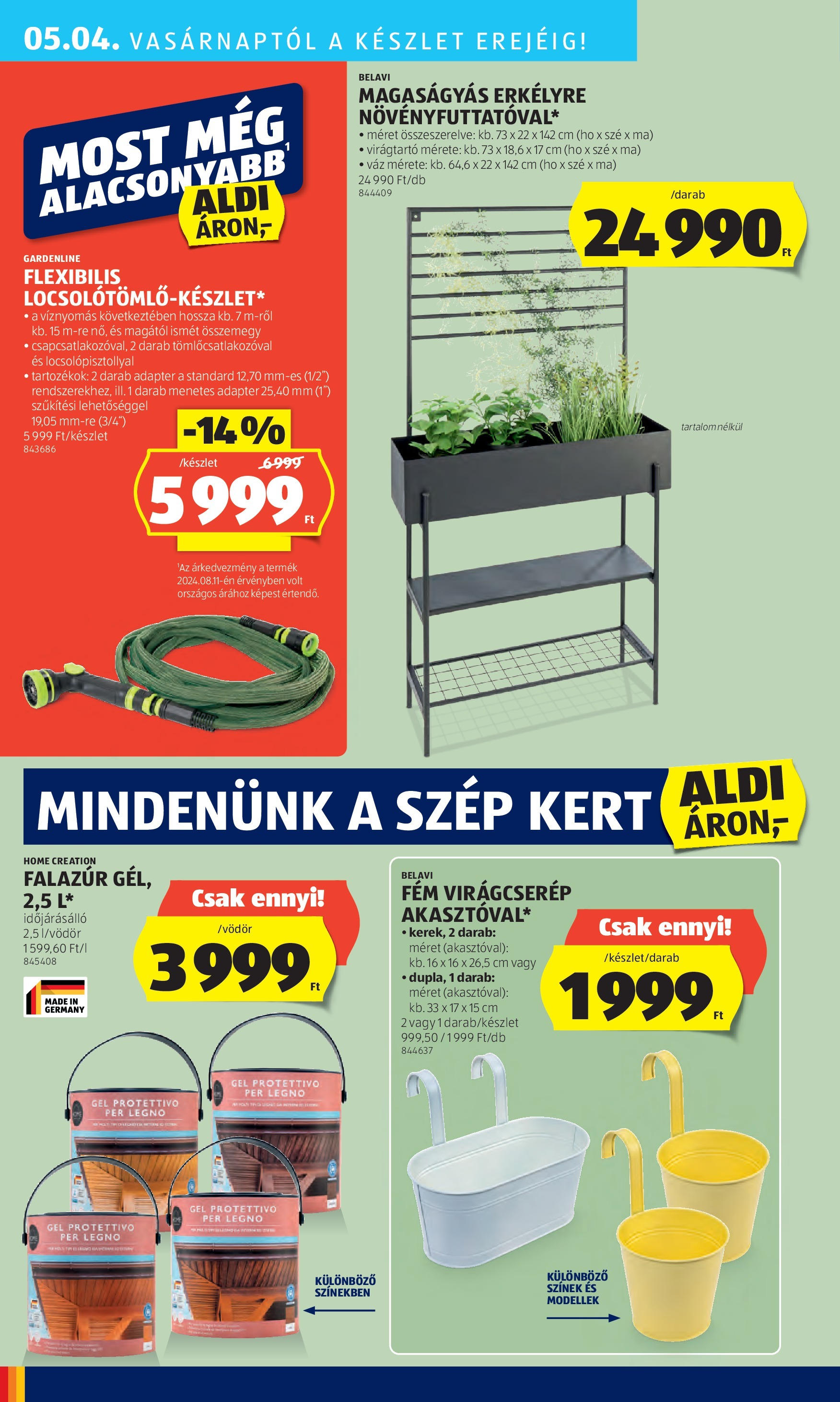 Aldi - Aldi újság érvényessége 2025.05.07.-iG - 2025.04.29. -tól/töl > akció, lapozható szórólap 🛍️ | Oldal: 40 | Termékek: Virágtartó, Adapter, Magaságyás, Virágcserép