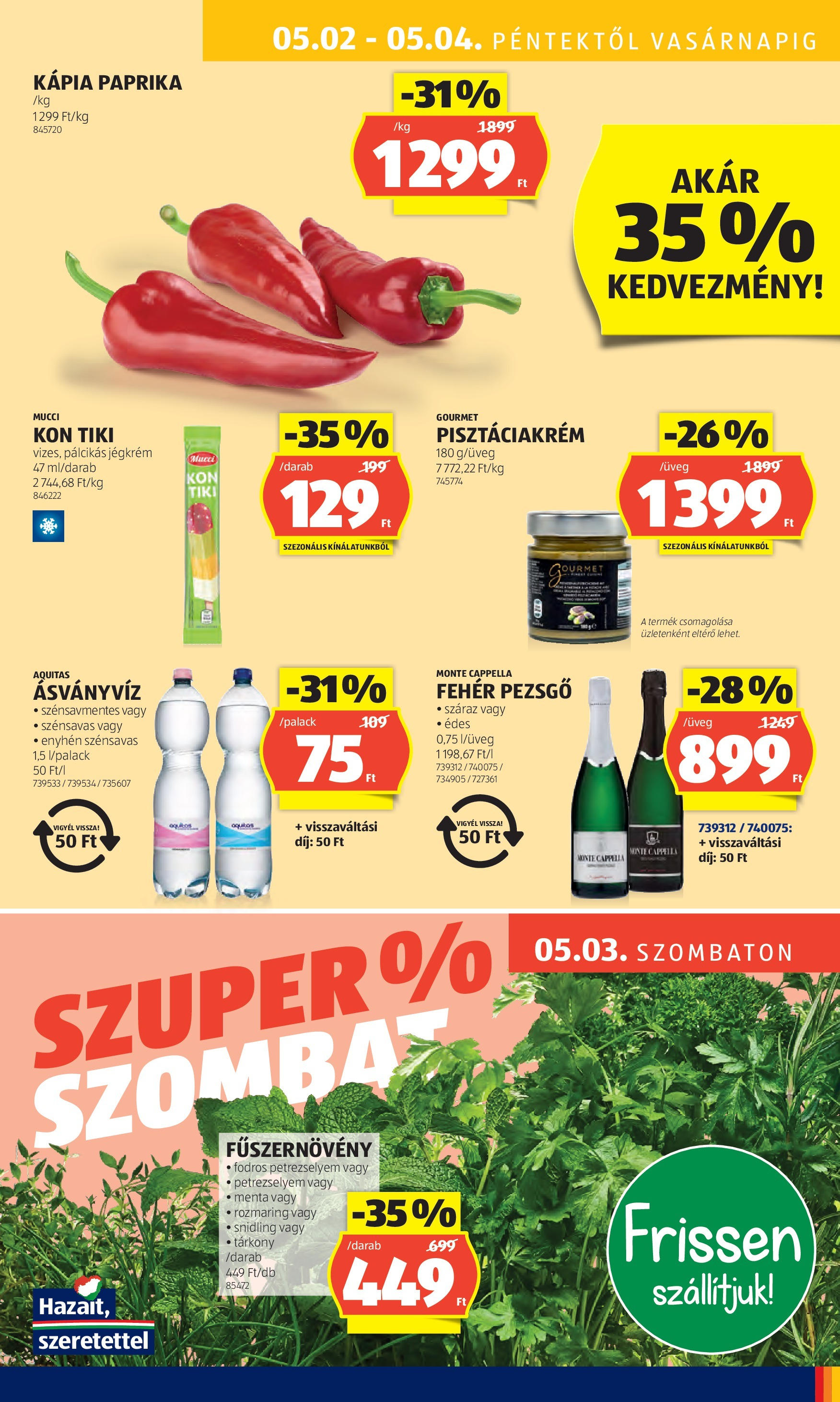 Aldi - Aldi újság érvényessége 2025.05.07.-iG - 2025.04.29. -tól/töl > akció, lapozható szórólap 🛍️ | Oldal: 45 | Termékek: Petrezselyem, Pezsgő, Ásványvíz, Kápia paprika