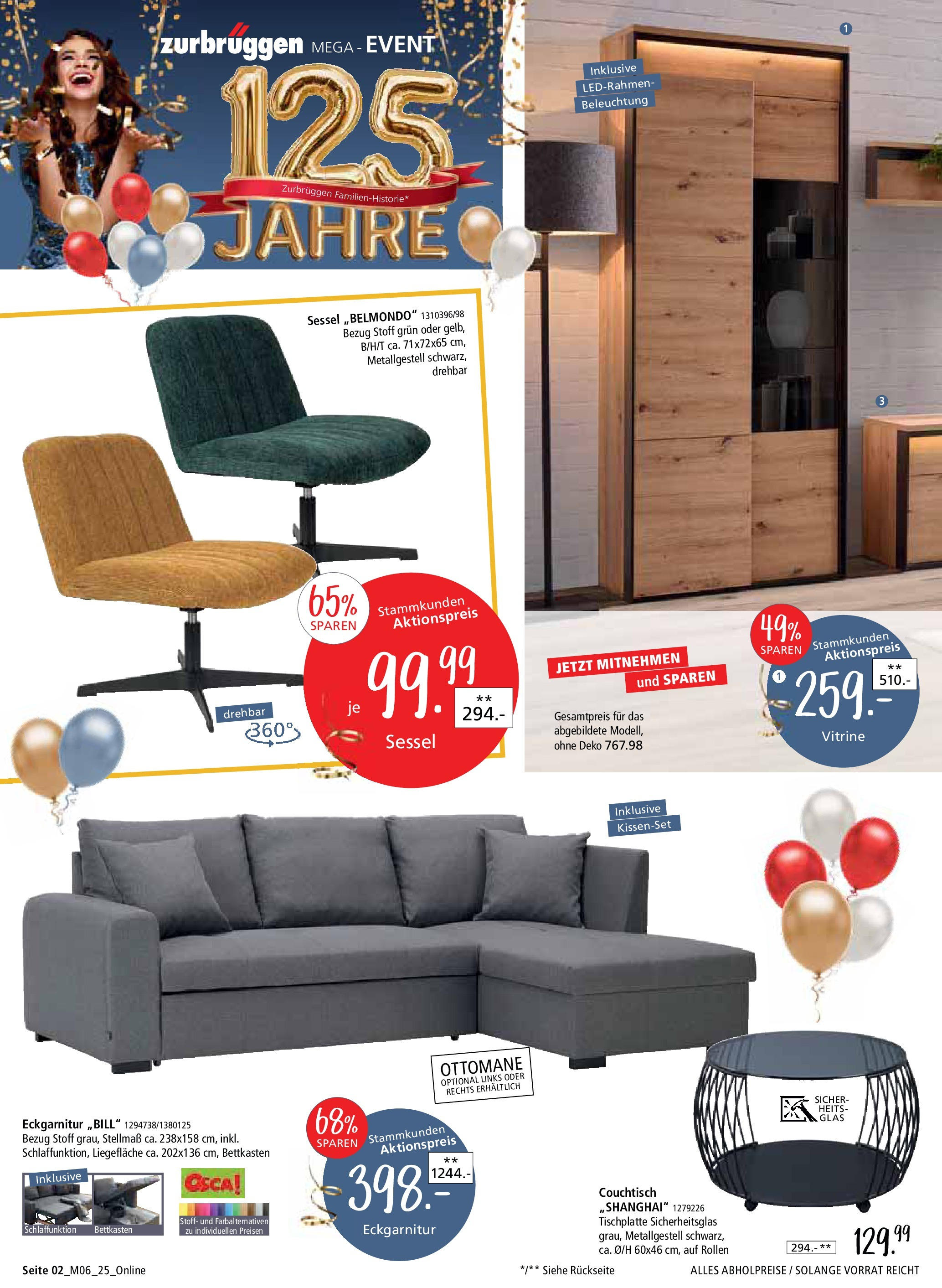 Zurbrüggen Mega-Event (ab 02.05.2025) zum Blättern | Seite: 2 | Produkte: Vitrine, Sofa, Sessel, Couchtisch Zurbrüggen Mega-Event (ab 02.05.2025) zum Blättern | Seite: 2 | Produkte: Vitrine, Sofa, Sessel, Couchtisch