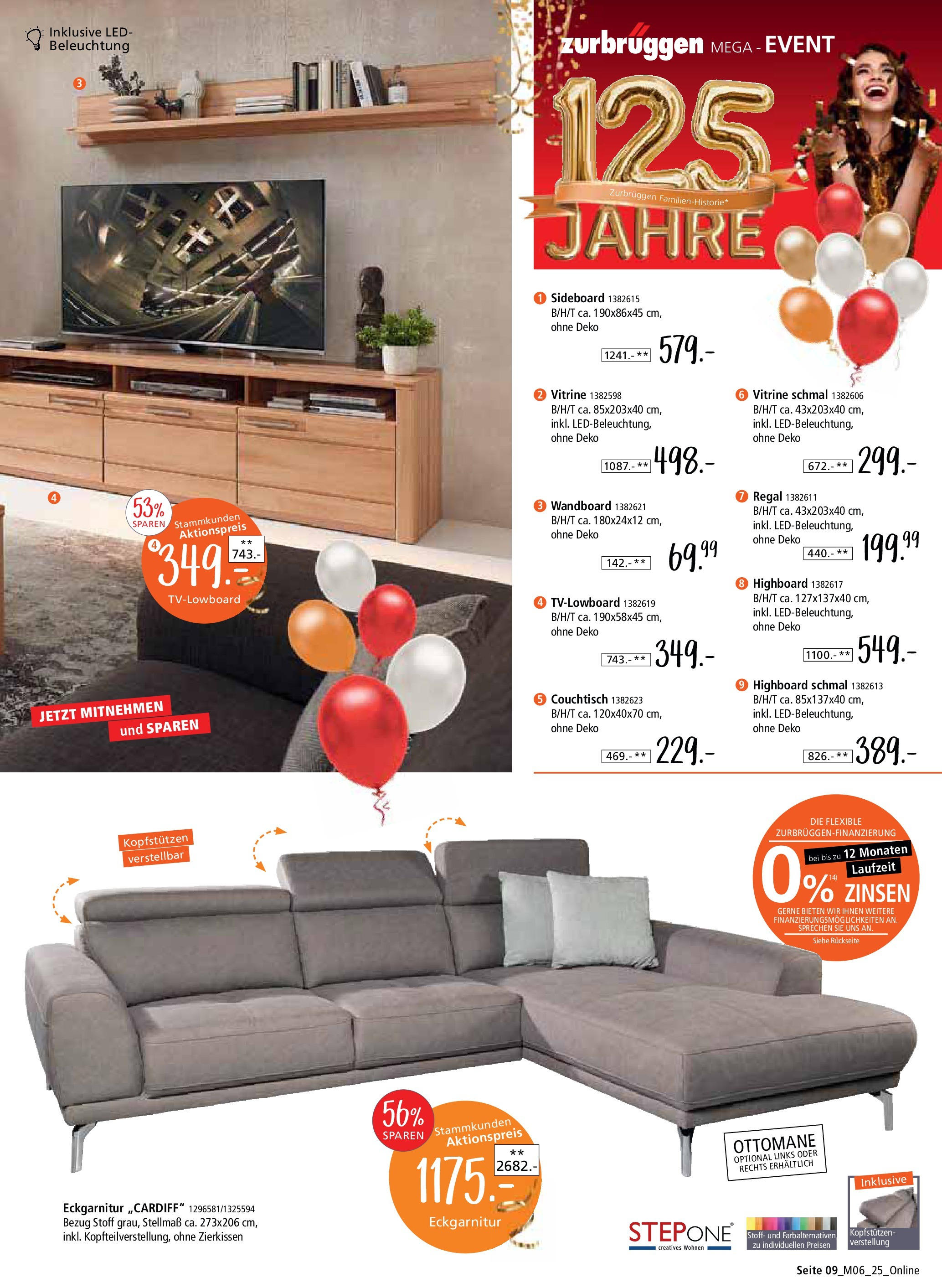 Zurbrüggen Mega-Event (ab 02.05.2025) zum Blättern | Seite: 9 | Produkte: HIghboard, Wandboard, Vitrine, Sofa Zurbrüggen Mega-Event (ab 02.05.2025) zum Blättern | Seite: 9 | Produkte: HIghboard, Wandboard, Vitrine, Sofa