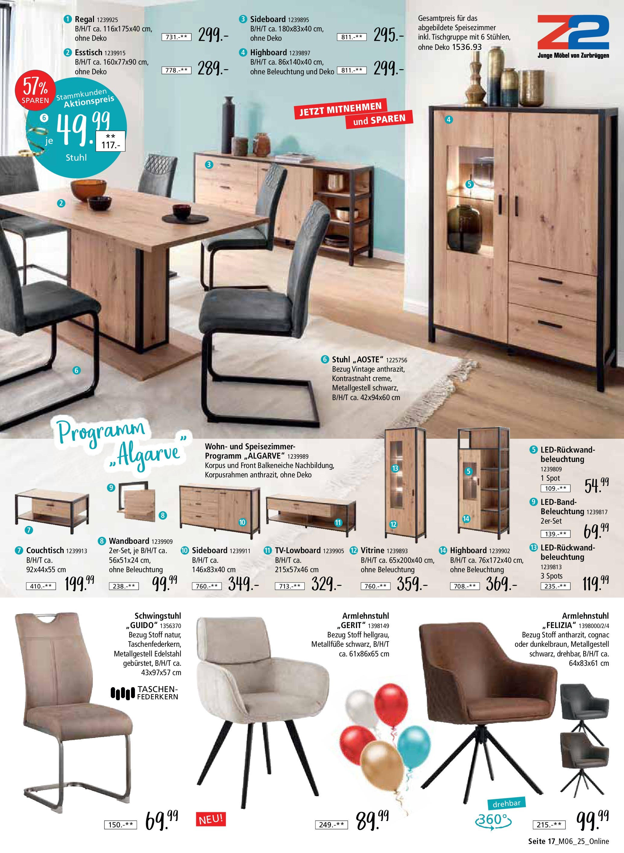 Zurbrüggen Mega-Event (ab 02.05.2025) zum Blättern | Seite: 17 | Produkte: HIghboard, Esstisch, Vitrine, Regal Zurbrüggen Mega-Event (ab 02.05.2025) zum Blättern | Seite: 17 | Produkte: HIghboard, Esstisch, Vitrine, Regal