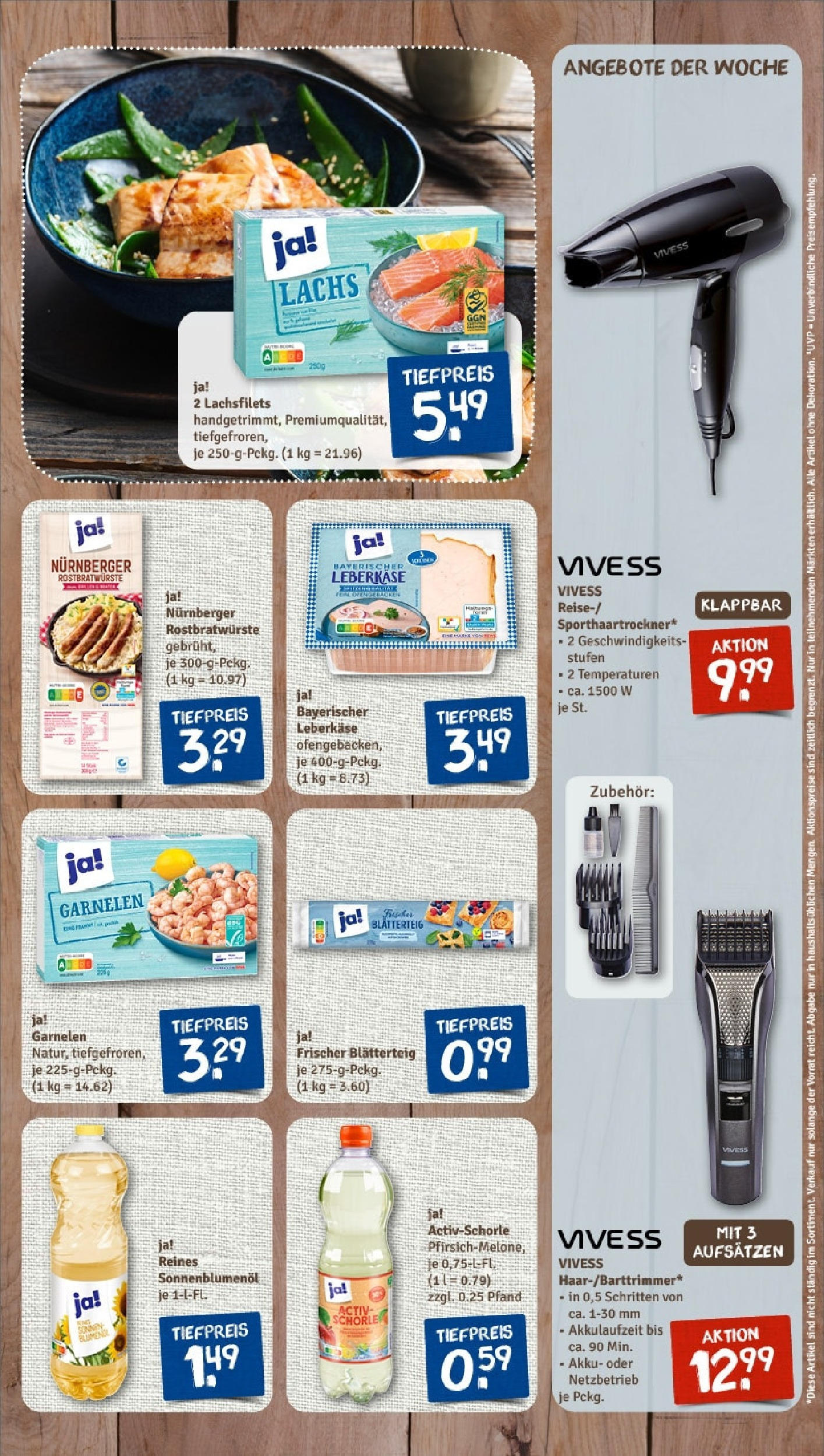 Rewe - Rewe: Wochenangebote (ab 27.04.2025) zum Blättern » Angebote | Seite: 7 | Produkte: Sonnenblumenol, Garnelen, Lachs, Leberkase