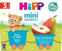 HiPP Früchte Mini Desserts Birne in Apfel, ab dem 5. Monat (4x100 g)