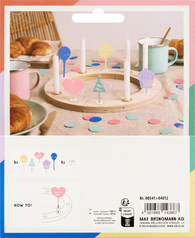 Dekorieren & Einrichten Geburtstagskranz-Stecker-Set aus Acryl 5tlg, Pastell
