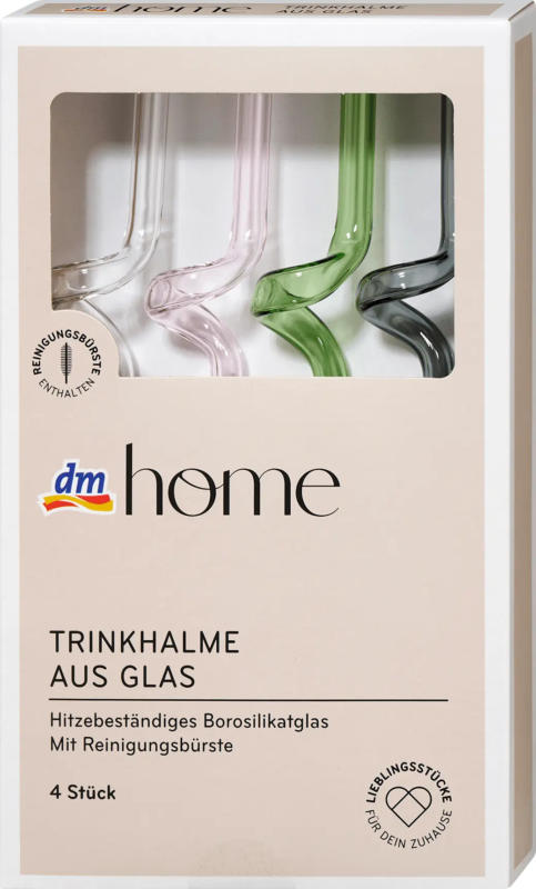 dmhome Trinkhalme aus Glas, gedreht, mehrfarbig