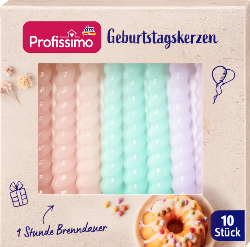 Profissimo Geburtstagskerzen, gedreht, farbig-gemischt