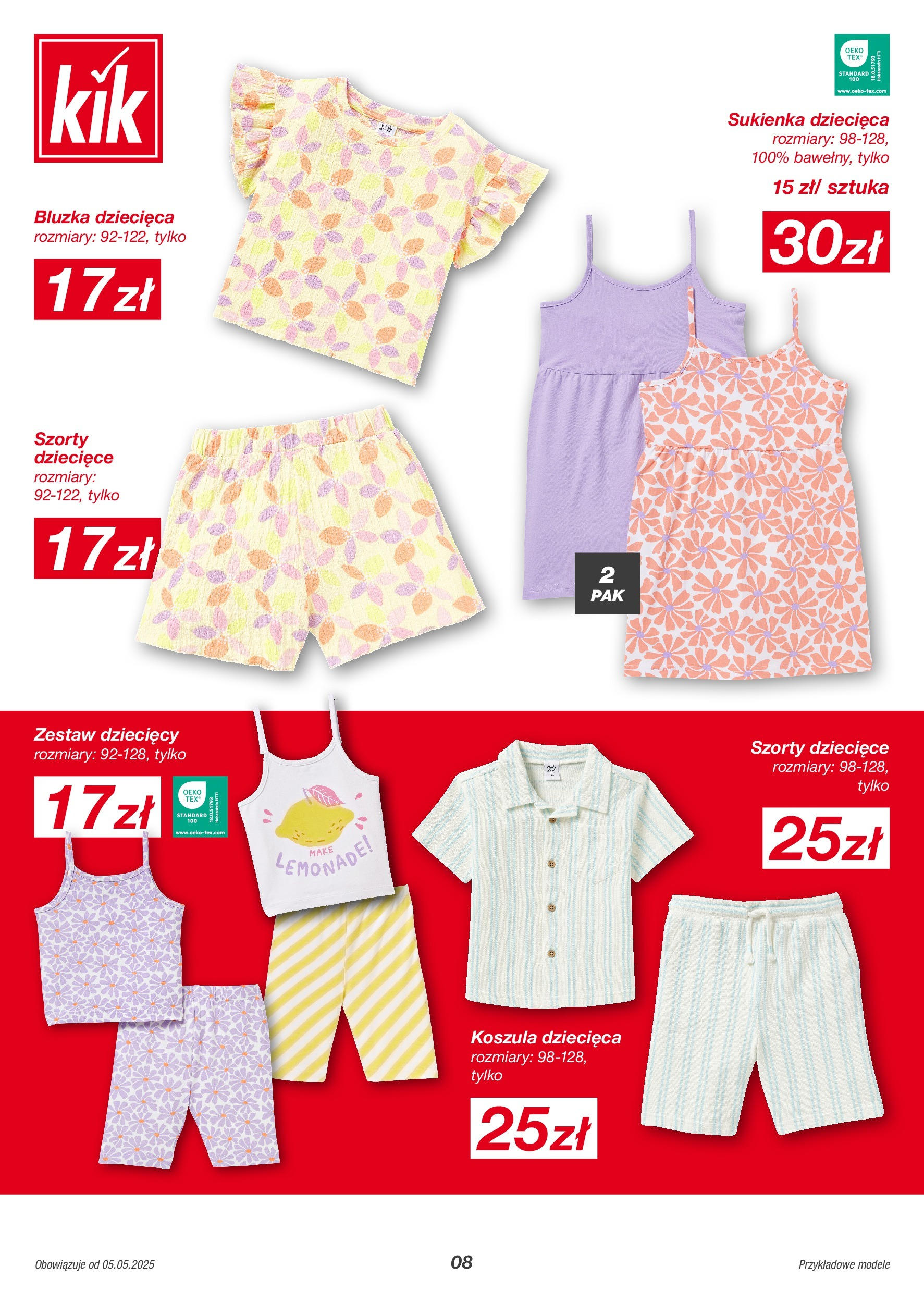 Kik gazetka od 05.05.2025 - Aktualna gazetka online | Strona: 8 | Produkty: Szorty, Koszula, Bluzka, Sukienka