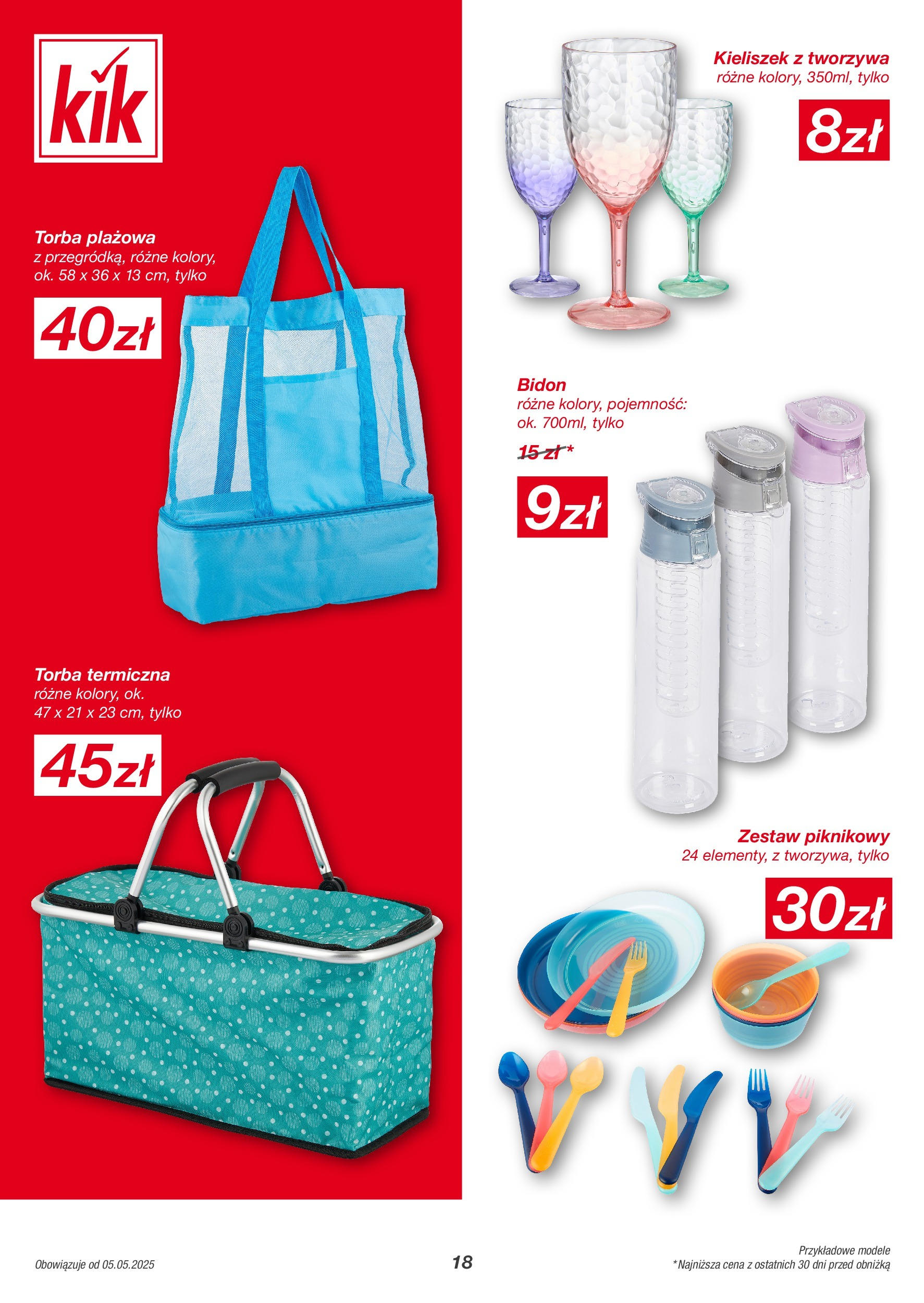Kik gazetka od 05.05.2025 - Aktualna gazetka online | Strona: 18 | Produkty: Torba, Zestaw piknikowy, Torba termiczna