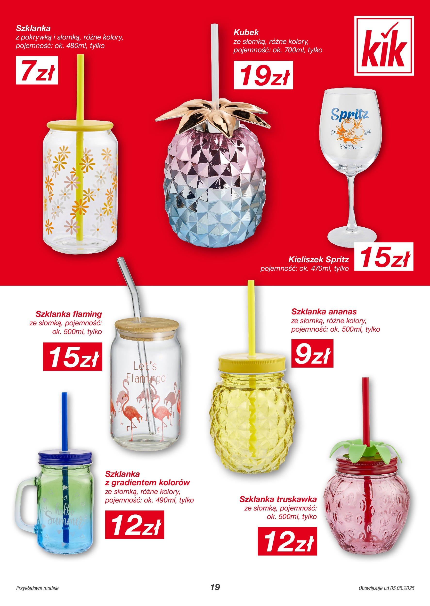Kik gazetka od 05.05.2025 - Aktualna gazetka online | Strona: 19 | Produkty: Szklanka, Ananas