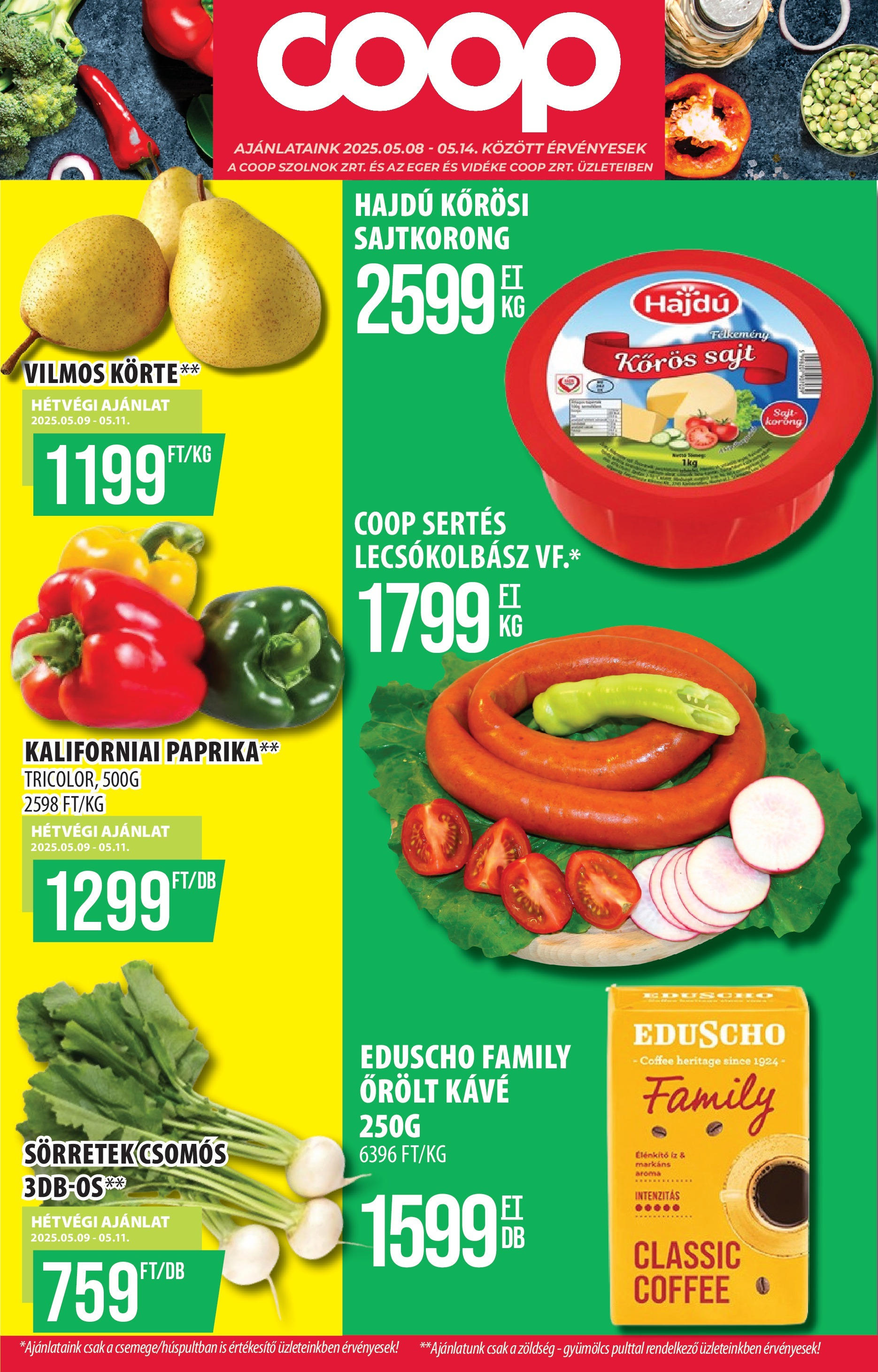 COOP Szolnok Akciós újság - 2025.05.08. -tól/töl > akció, lapozható szórólap 🛍️ | Oldal: 1 | Termékek: Egér, Gyümölcs, Zöldség, Őrölt kávé