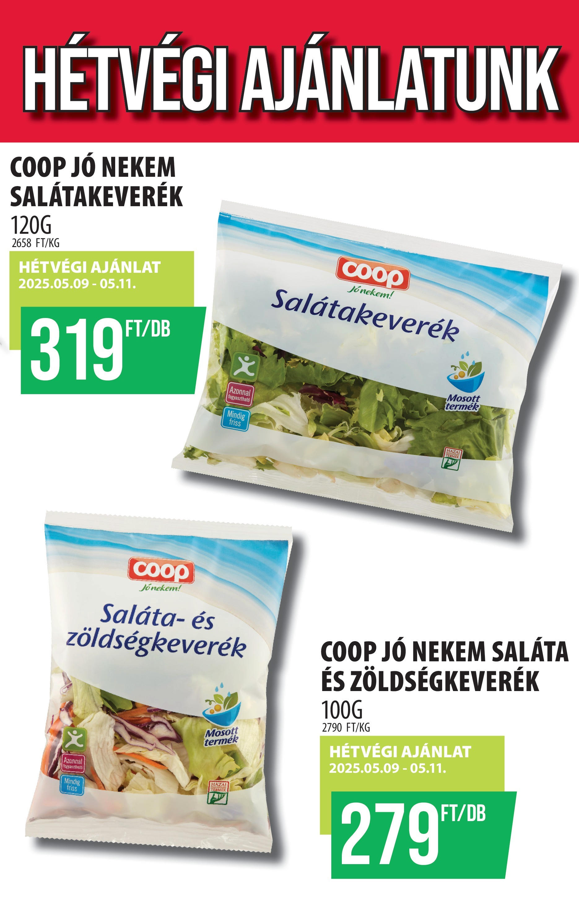 COOP Szolnok Akciós újság - 2025.05.08. -tól/töl > akció, lapozható szórólap 🛍️ | Oldal: 3 | Termékek: Zöldségkeverék, Saláta