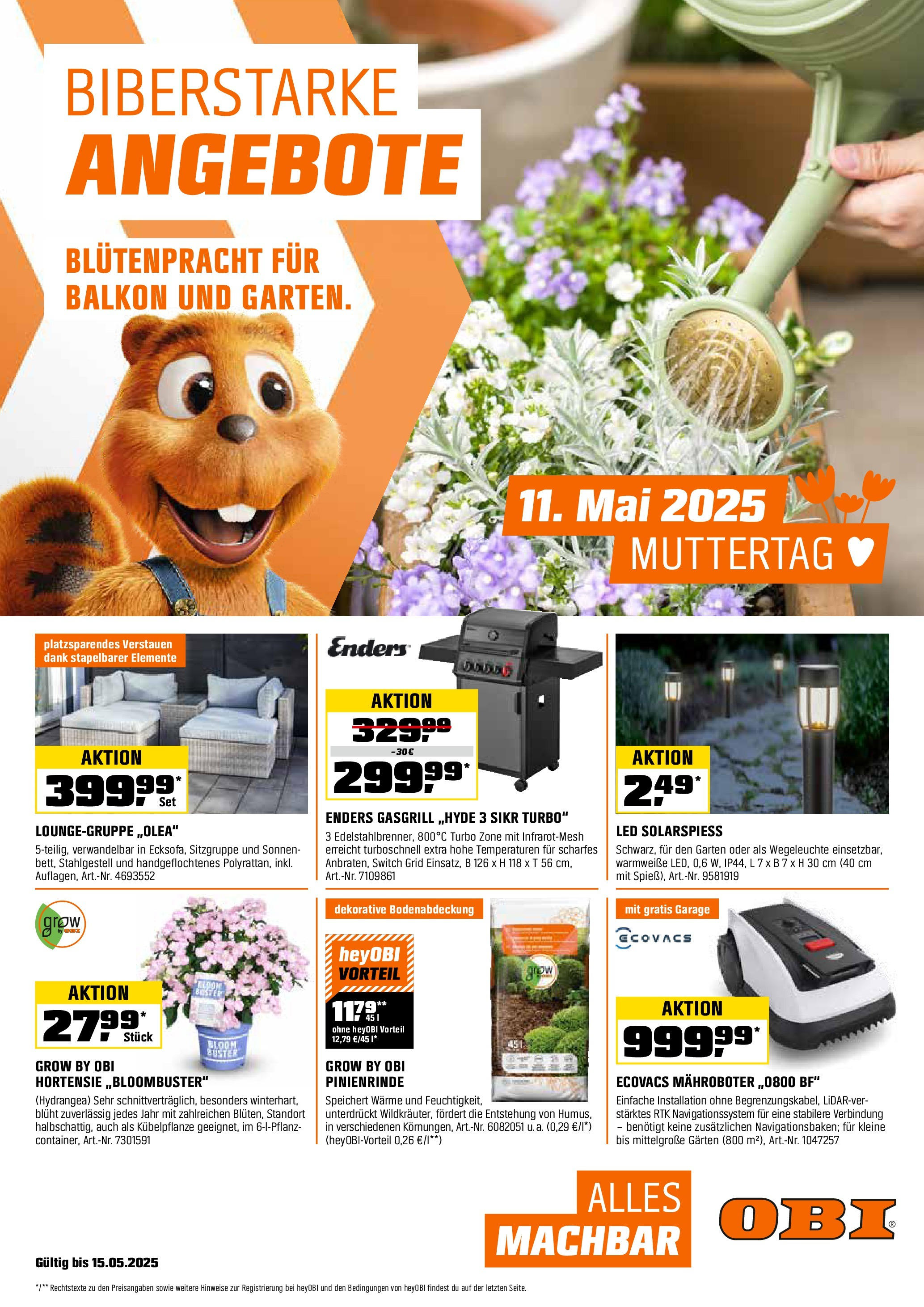 Obi - Biberstarke Angebote (ab 29.04.2025) zum Blättern | Seite: 1 | Produkte: Hortensie, Grill, Navigationssystem Obi - Biberstarke Angebote (ab 29.04.2025) zum Blättern | Seite: 1 | Produkte: Hortensie, Grill, Navigationssystem