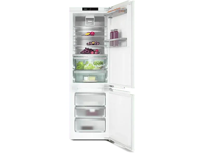 Miele KFN 7774 D Kühl- und Gefrierkombination, Festtür (D, 245 l, 1770 mm hoch, Einbaugerät, No Frost (verminderte Eisbildung), Weiß)