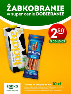 Pogląd oferty "Żabka Żabka - Żabkobranie mleko i kabanosy Berlinki" - ważna od 05.05.2025