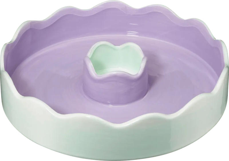 dmhome Servierschale aus Keramik, gewellt, mint/flieder (28 cm)