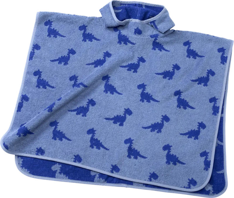ALANA Badeponcho mit Dino-Muster, blau, Gr. 0, ca. 1-4 Jahre