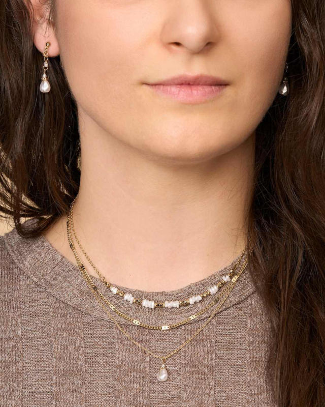 ebelin Ohrstecker Perlen & Blumen, Gold-Optik