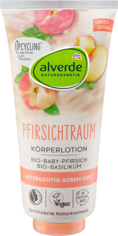 alverde NATURKOSMETIK Körperlotion Bio-Pfirsich Bio-Basilikum