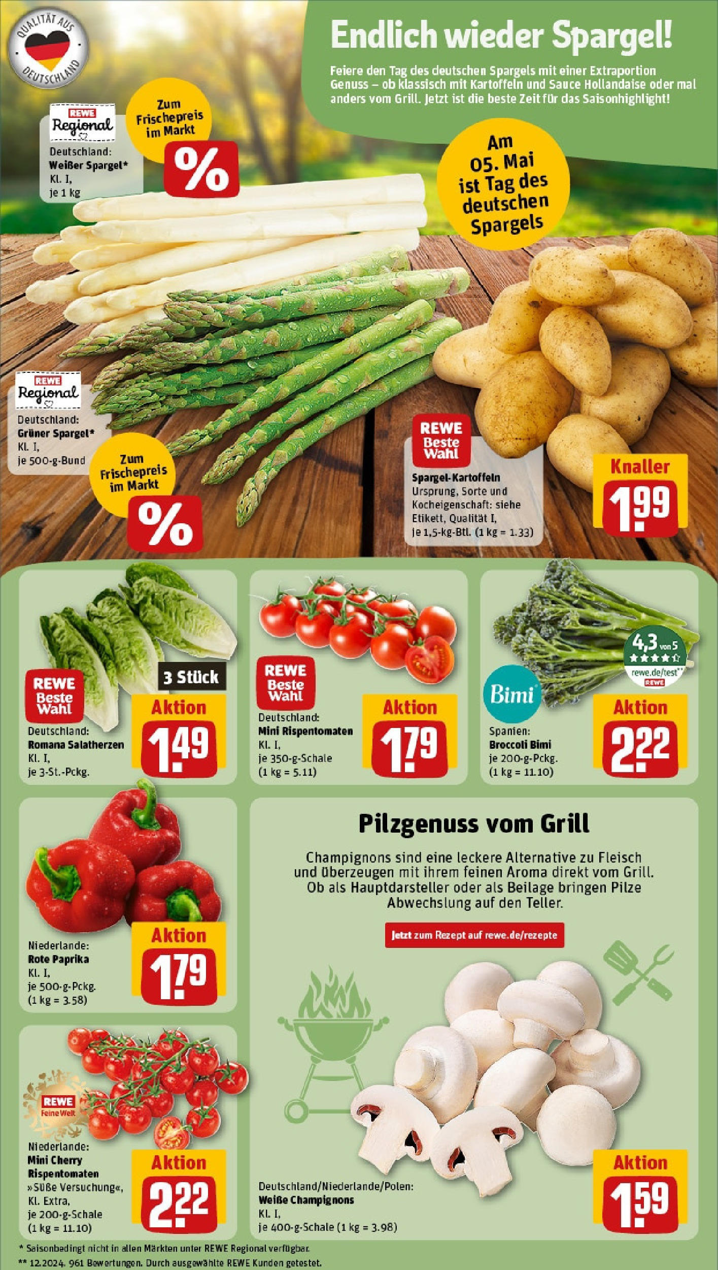 Rewe - Rewe: Wochenangebote (ab 04.05.2025) zum Blättern » Angebote | Seite: 9 | Produkte: Spargel, Champignons, Kartoffeln, Paprika Rewe - Rewe: Wochenangebote (ab 04.05.2025) zum Blättern » Angebote | Seite: 9 | Produkte: Spargel, Champignons, Kartoffeln, Paprika