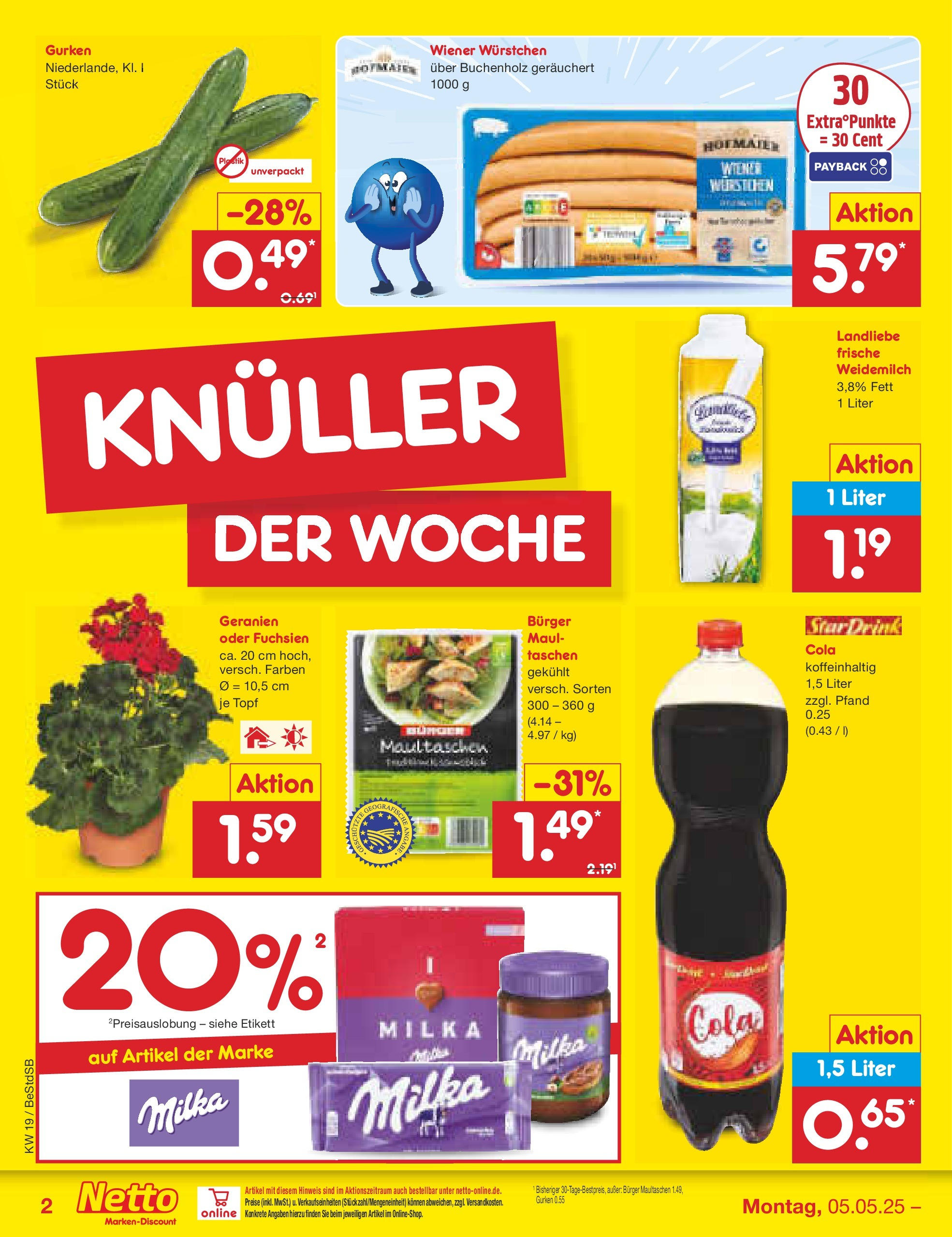 Netto Marken-Discount - Netto: Wochenangebote (ab 04.05.2025) » Angebote | Seite: 2 | Produkte: Wiener wurstchen, Burger, Geranien, Gurken Netto Marken-Discount - Netto: Wochenangebote (ab 04.05.2025) » Angebote | Seite: 2 | Produkte: Wiener wurstchen, Burger, Geranien, Gurken