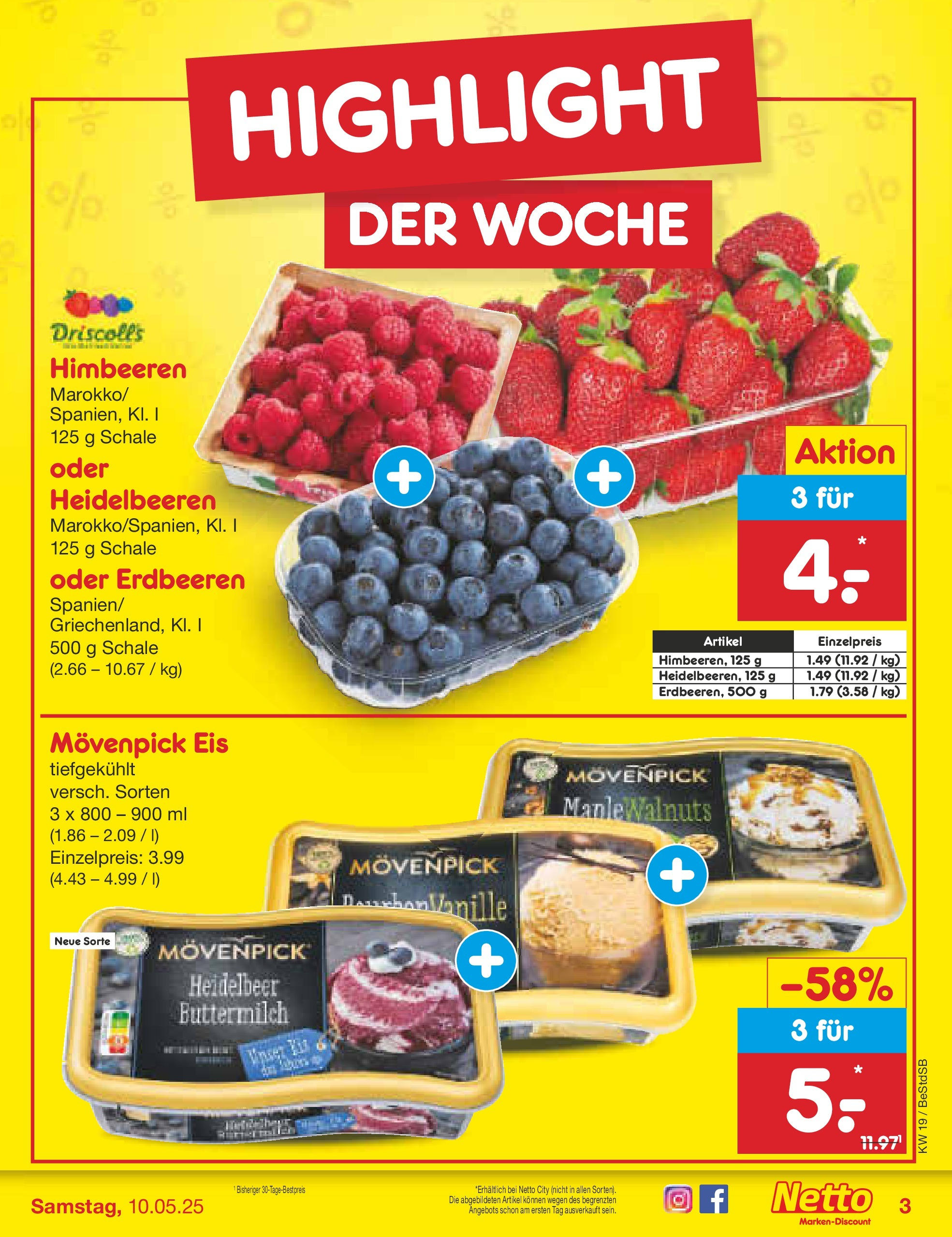 Netto Marken-Discount - Netto: Wochenangebote (ab 04.05.2025) » Angebote | Seite: 3 | Produkte: Himbeeren, Buttermilch, Erdbeeren, Eis Netto Marken-Discount - Netto: Wochenangebote (ab 04.05.2025) » Angebote | Seite: 3 | Produkte: Himbeeren, Buttermilch, Erdbeeren, Eis