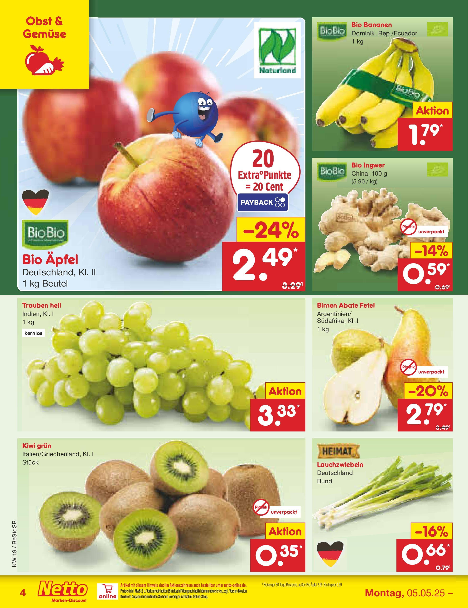 Netto Marken-Discount - Netto: Wochenangebote (ab 04.05.2025) » Angebote | Seite: 4 | Produkte: Trauben, Bananen, Obst, Kiwi Netto Marken-Discount - Netto: Wochenangebote (ab 04.05.2025) » Angebote | Seite: 4 | Produkte: Trauben, Bananen, Obst, Kiwi