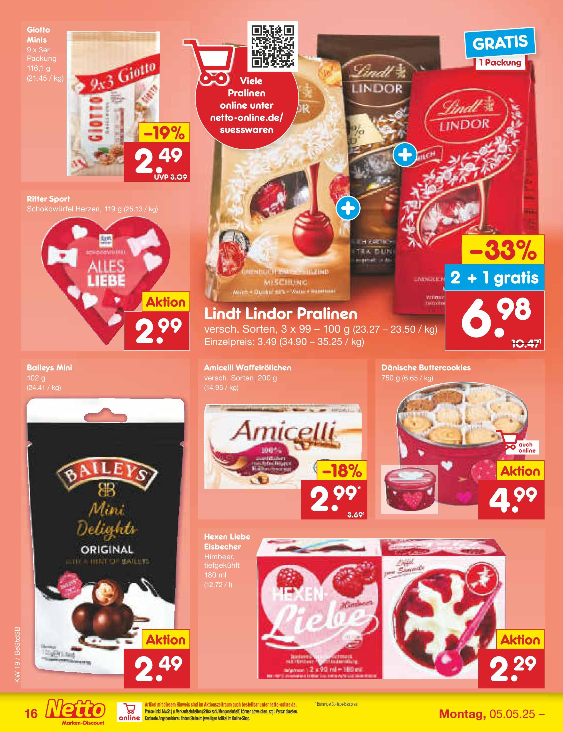 Netto Marken-Discount - Netto: Wochenangebote (ab 04.05.2025) » Angebote | Seite: 18 | Produkte: Butter, Ritter sport, Baileys, Lindt Netto Marken-Discount - Netto: Wochenangebote (ab 04.05.2025) » Angebote | Seite: 18 | Produkte: Butter, Ritter sport, Baileys, Lindt