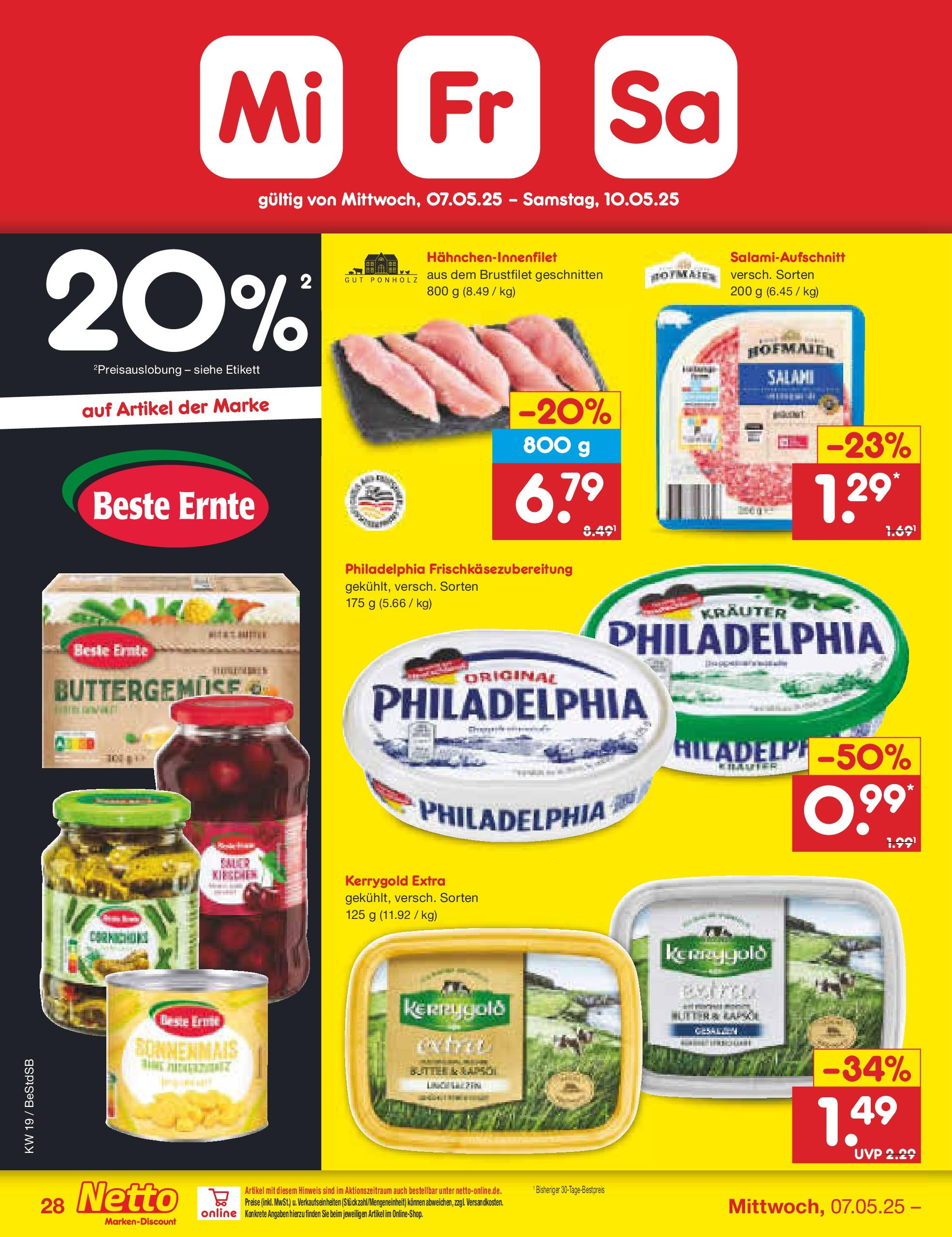 Netto Marken-Discount - Netto: Wochenangebote (ab 04.05.2025) » Angebote | Seite: 54 | Produkte: Butter, Philadelphia, Kirschen, Salami Netto Marken-Discount - Netto: Wochenangebote (ab 04.05.2025) » Angebote | Seite: 54 | Produkte: Butter, Philadelphia, Kirschen, Salami