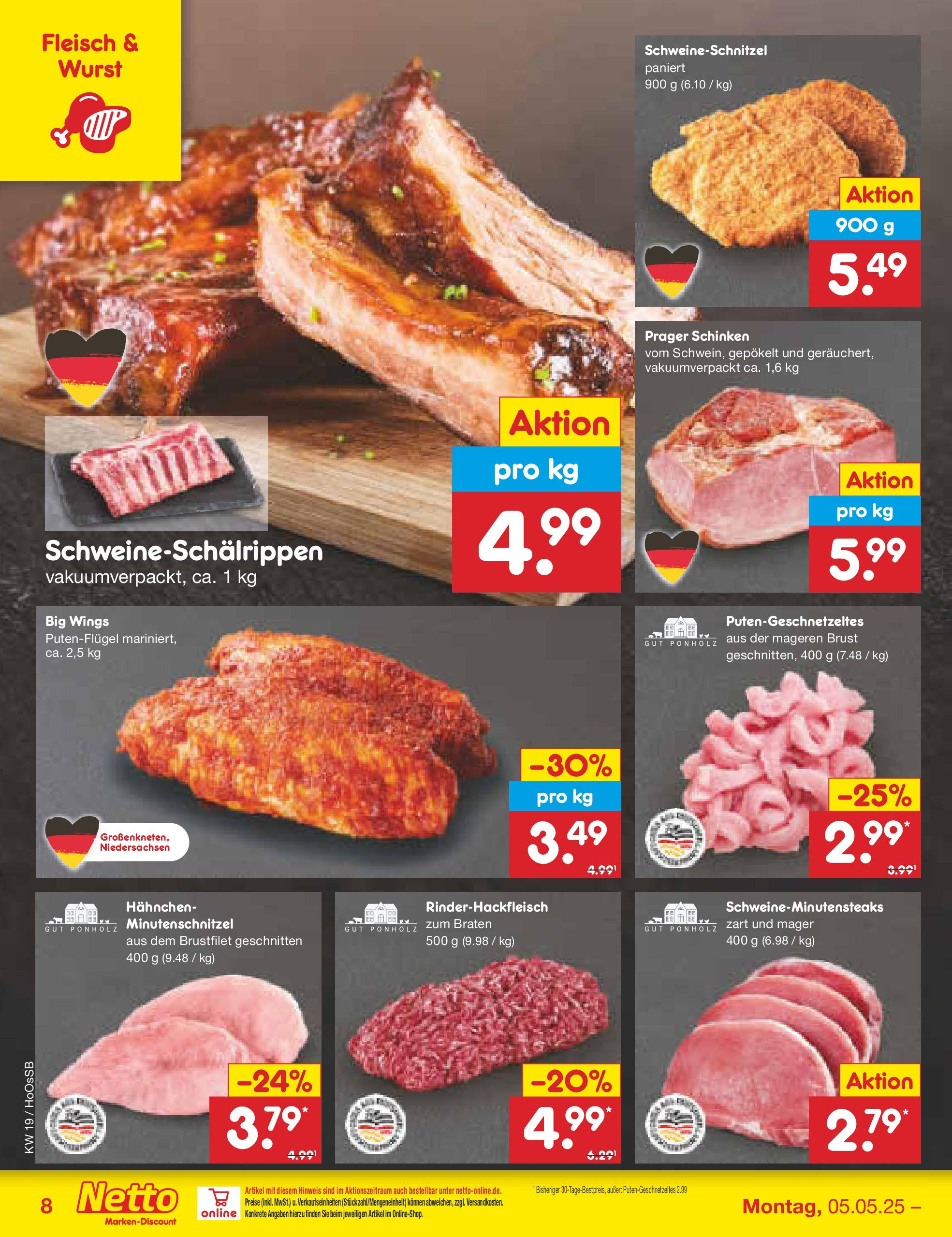 Netto Marken-Discount - Netto: Wochenangebote (ab 05.05.2025) » Angebote | Seite: 8 | Produkte: Hahnchen, Wurst, Schinken, Fleisch Netto Marken-Discount - Netto: Wochenangebote (ab 05.05.2025) » Angebote | Seite: 8 | Produkte: Hahnchen, Wurst, Schinken, Fleisch