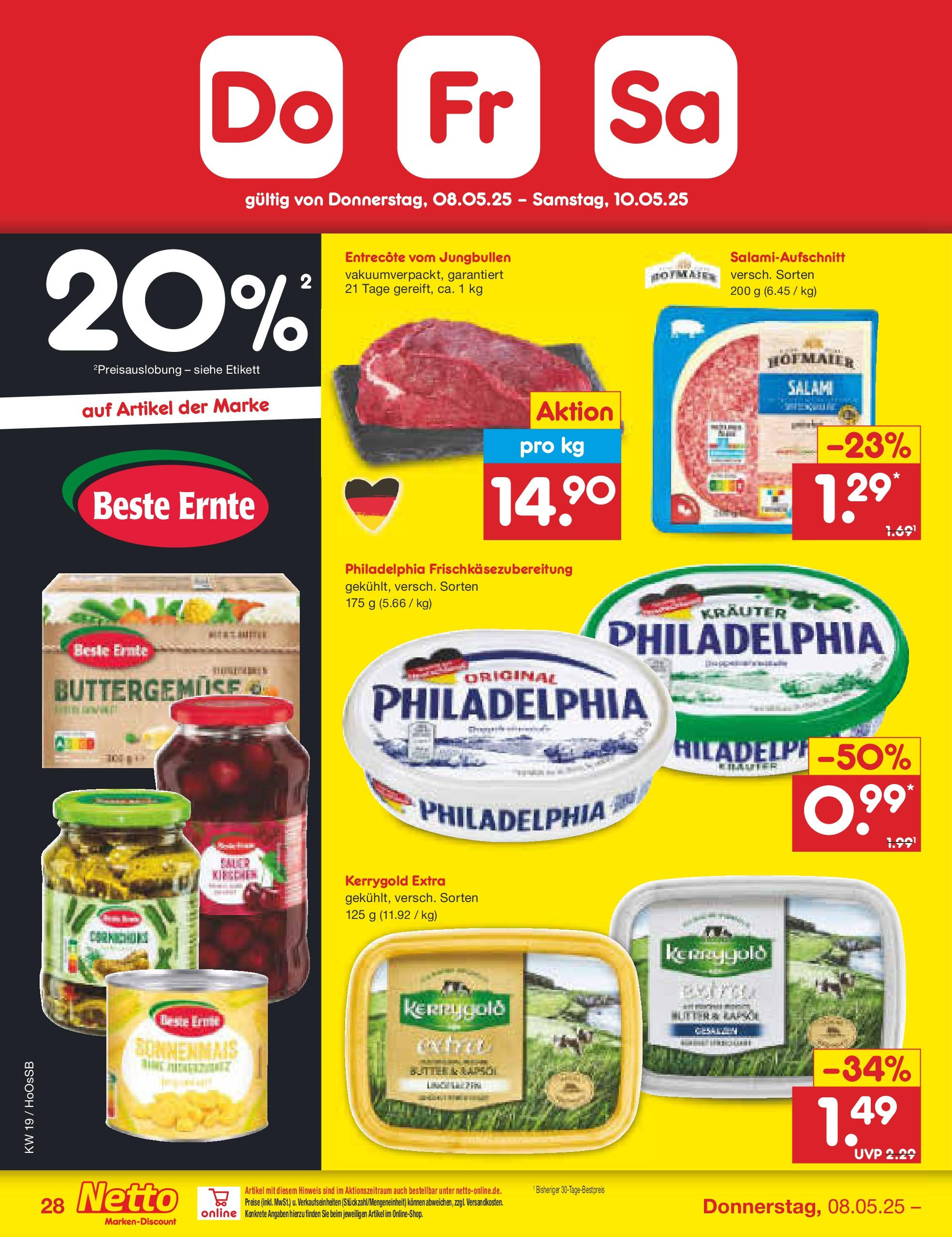 Netto Marken-Discount - Netto: Wochenangebote (ab 05.05.2025) » Angebote | Seite: 54 | Produkte: Butter, Philadelphia, Entrecote, Salami Netto Marken-Discount - Netto: Wochenangebote (ab 05.05.2025) » Angebote | Seite: 54 | Produkte: Butter, Philadelphia, Entrecote, Salami