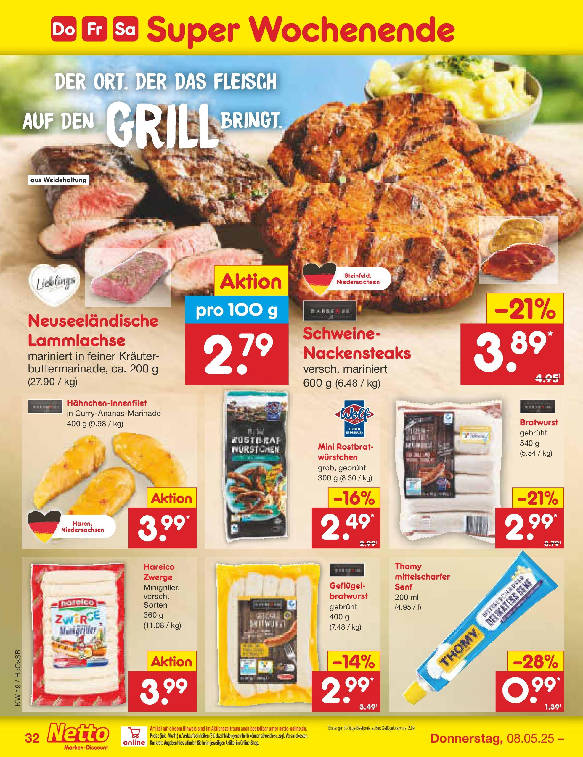 Netto Marken-Discount - Netto: Wochenangebote (ab 05.05.2025) » Angebote | Seite: 58 | Produkte: Nackensteaks, Grill, Bratwurst, Fleisch Netto Marken-Discount - Netto: Wochenangebote (ab 05.05.2025) » Angebote | Seite: 58 | Produkte: Nackensteaks, Grill, Bratwurst, Fleisch