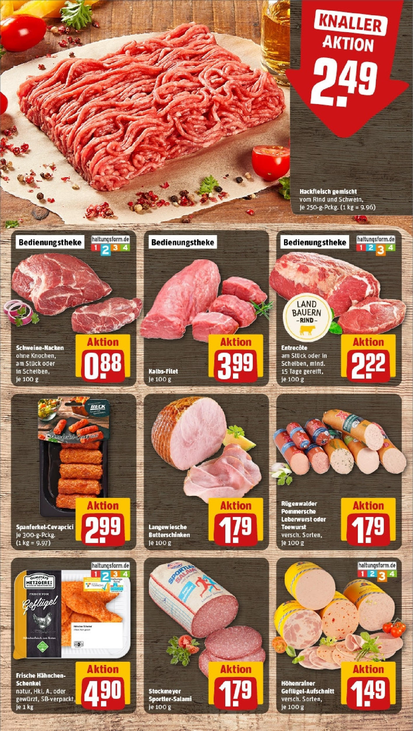 Rewe - Rewe: Wochenangebote (ab 04.05.2025) zum Blättern » Angebote | Seite: 10 | Produkte: Hahnchen, Schweinenacken, Entrecote, Salami