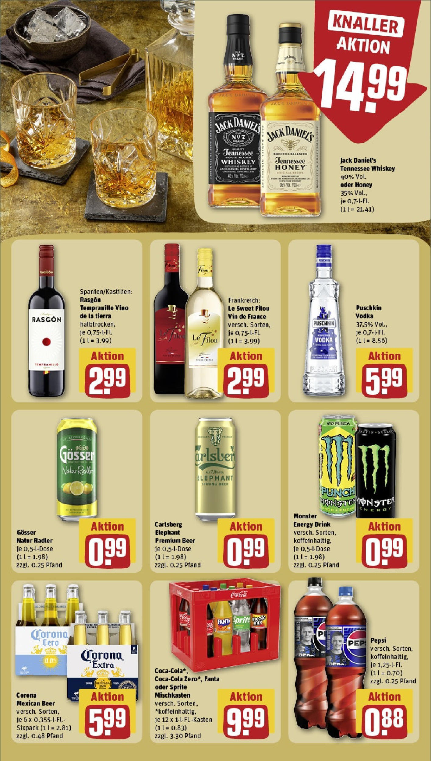 Rewe - Rewe: Wochenangebote (ab 04.05.2025) zum Blättern » Angebote | Seite: 13 | Produkte: Carlsberg, Energy, Jack Daniel's, Pepsi