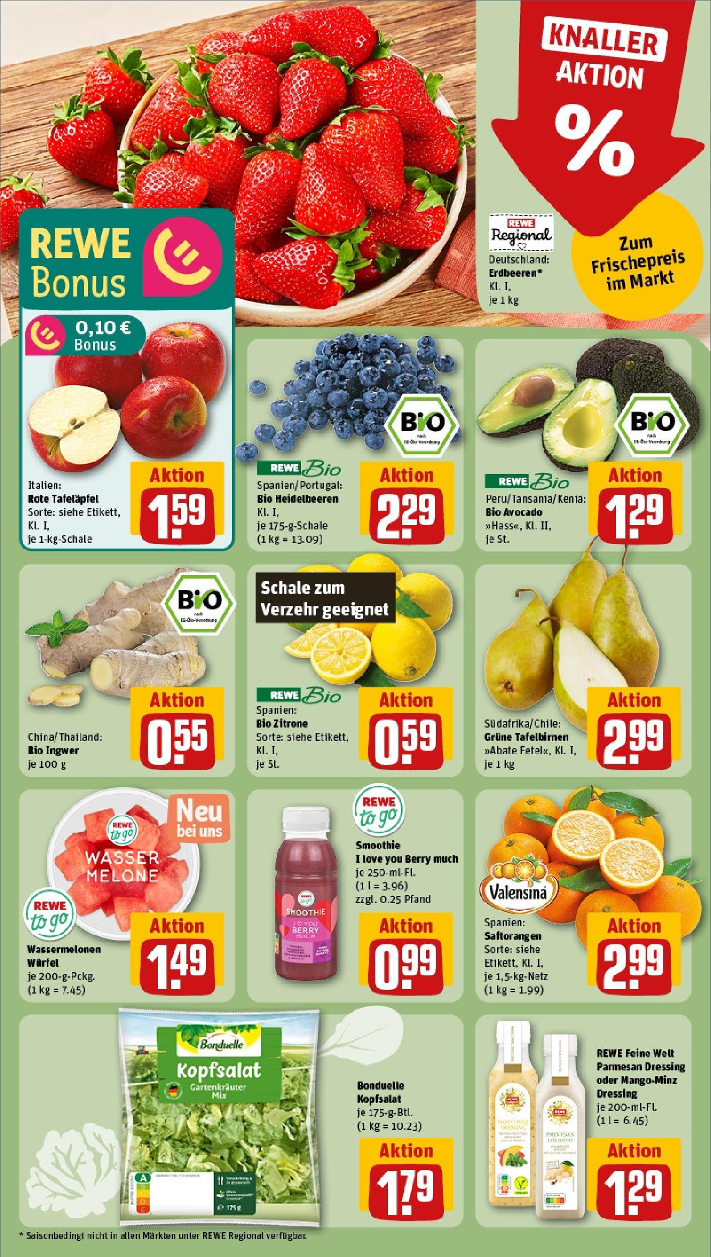 Rewe - Rewe: Wochenangebote (ab 04.05.2025) zum Blättern » Angebote | Seite: 8 | Produkte: Dressing, Heidelbeeren, Valensina, Avocado