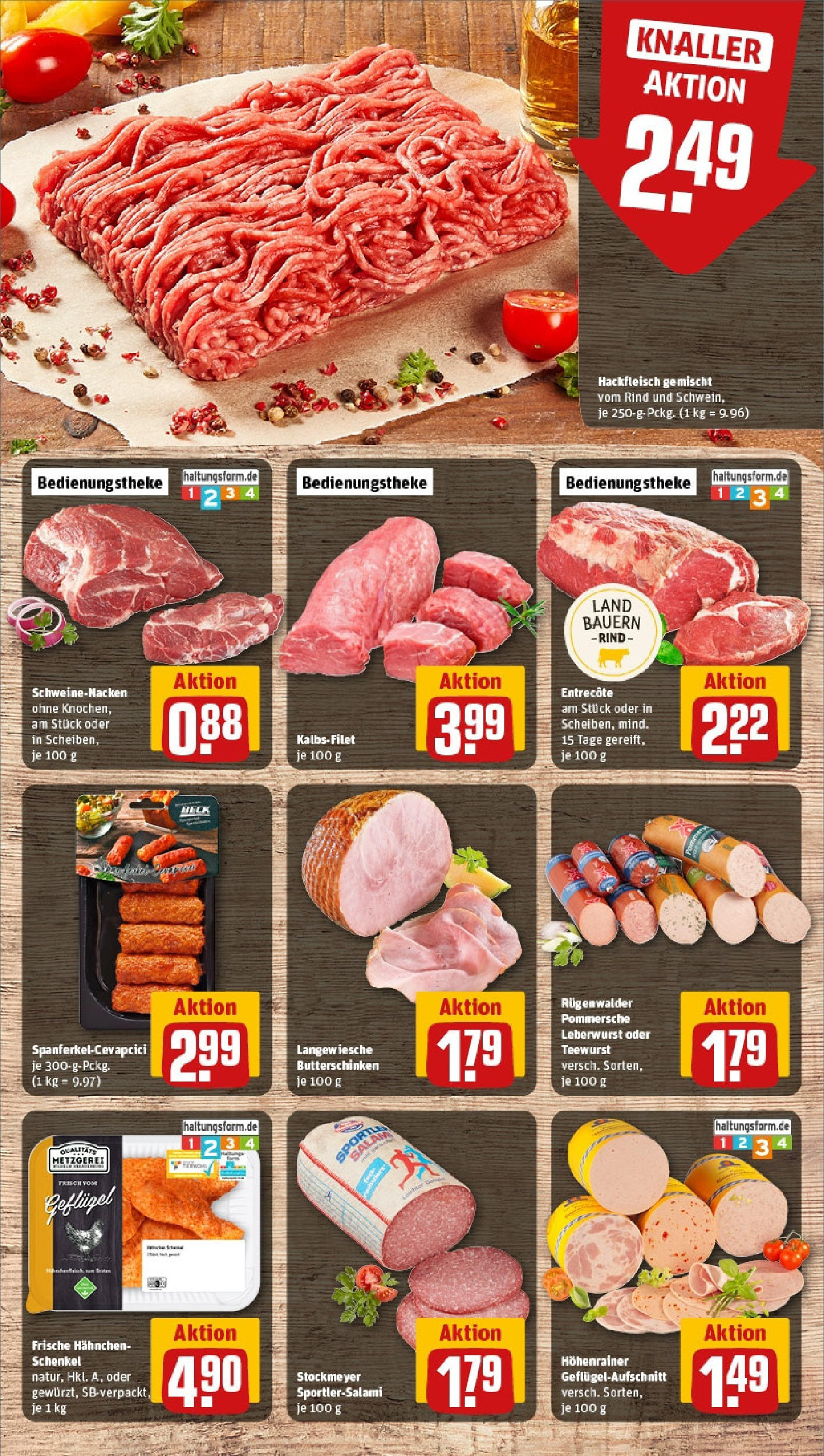 Rewe - Rewe: Wochenangebote (ab 04.05.2025) zum Blättern » Angebote | Seite: 10 | Produkte: Hahnchen, Schweinenacken, Salami, Hackfleisch