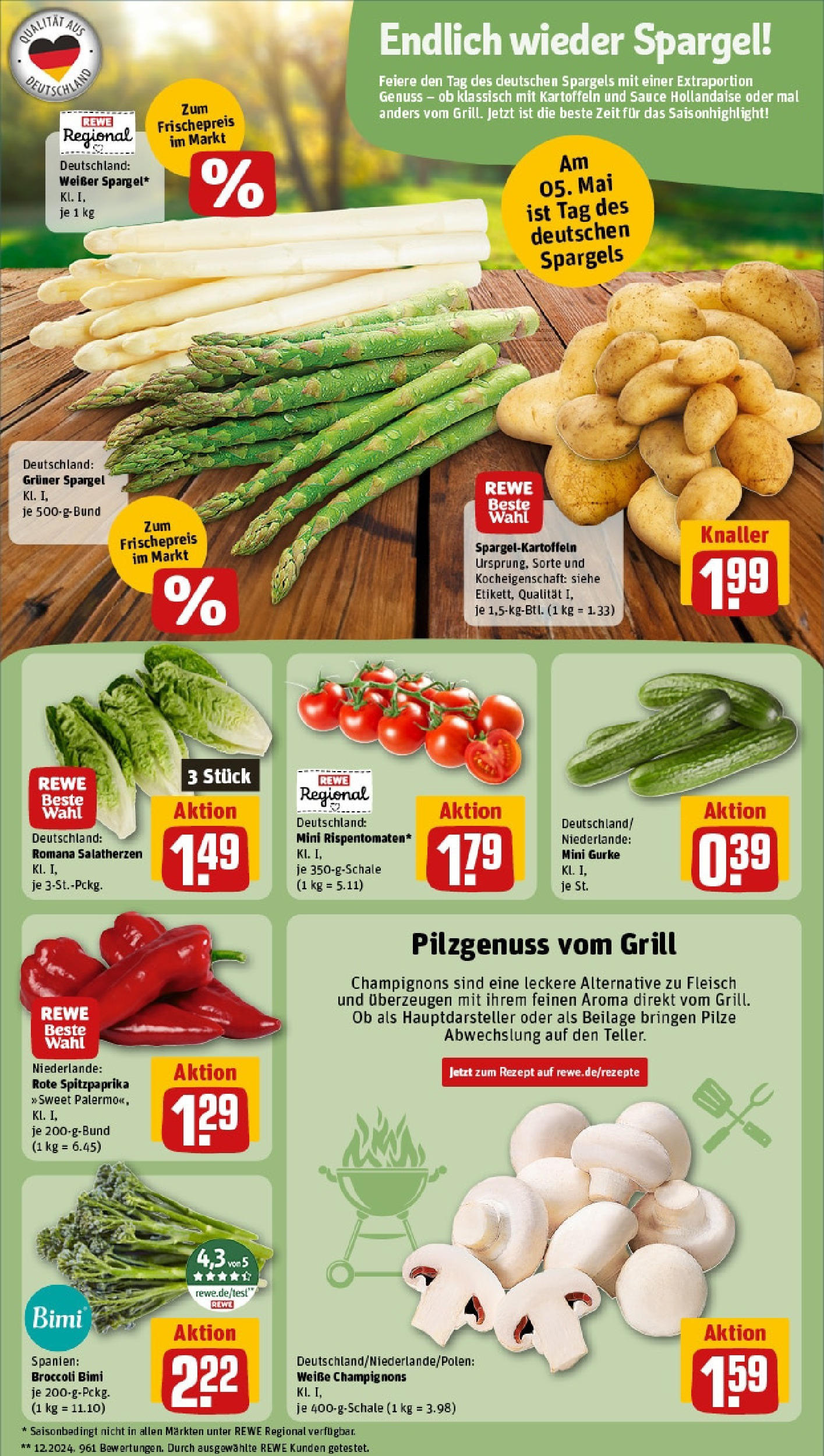 Rewe - Berlin / Steglitz (ab 05.05.2025) zum Blättern » Angebote | Seite: 9 | Produkte: Grill, Spargel, Champignons, Kartoffeln Rewe - Berlin / Steglitz (ab 05.05.2025) zum Blättern » Angebote | Seite: 9 | Produkte: Grill, Spargel, Champignons, Kartoffeln