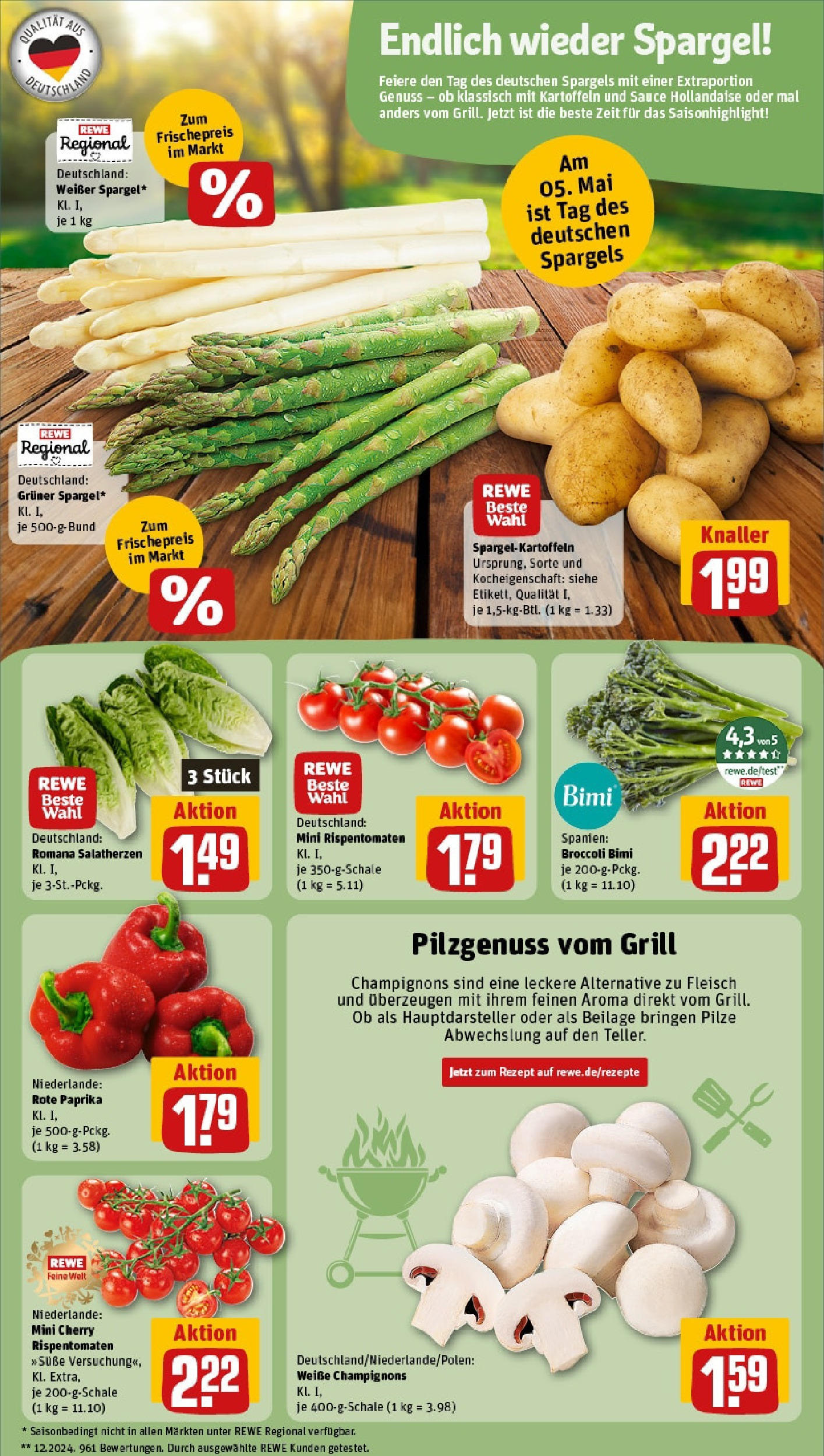 Rewe - Rewe: Wochenangebote (ab 04.05.2025) zum Blättern » Angebote | Seite: 9 | Produkte: Grill, Spargel, Kartoffeln, Fleisch