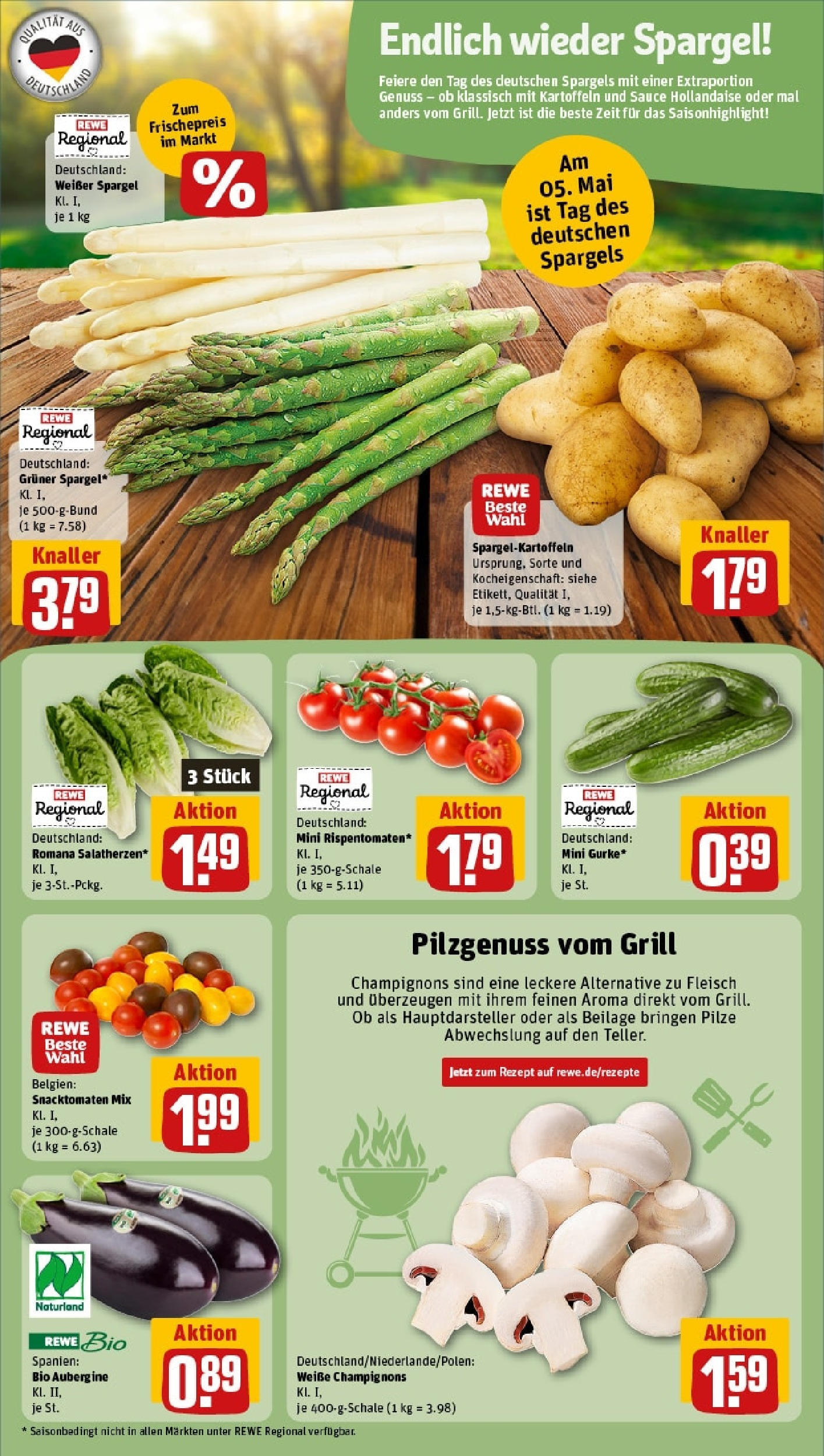 Rewe - Rewe: Wochenangebote (ab 04.05.2025) zum Blättern » Angebote | Seite: 5 | Produkte: Spargel, Champignons, Aubergine, Fleisch Rewe - Rewe: Wochenangebote (ab 04.05.2025) zum Blättern » Angebote | Seite: 5 | Produkte: Spargel, Champignons, Aubergine, Fleisch