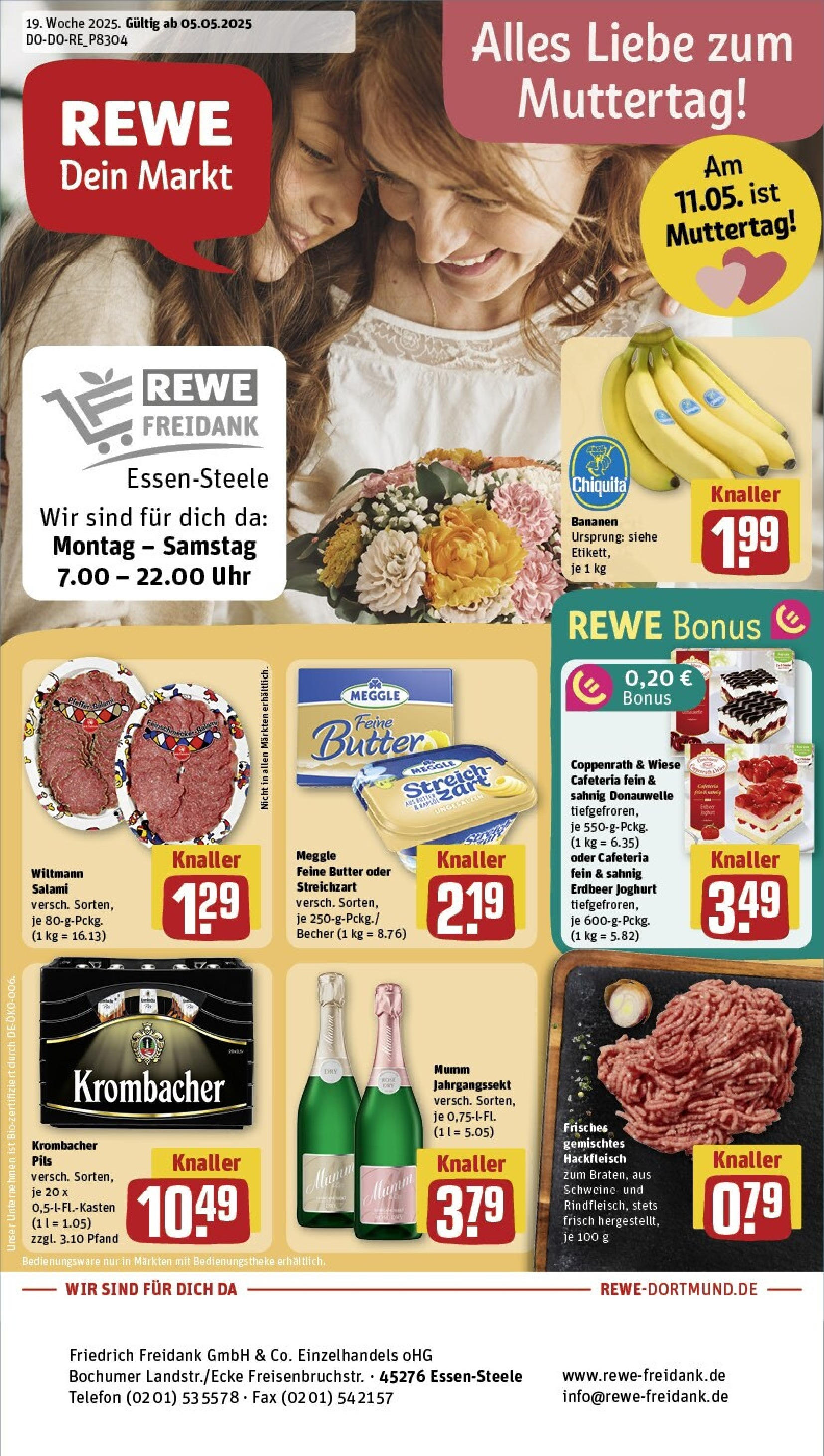 REWE Prospekt ab 05.05.2025 nächste Woche - Essen Vorschau von dem Prospekt des Geschäftes Rewe, gültig ab dem 05.05.2025