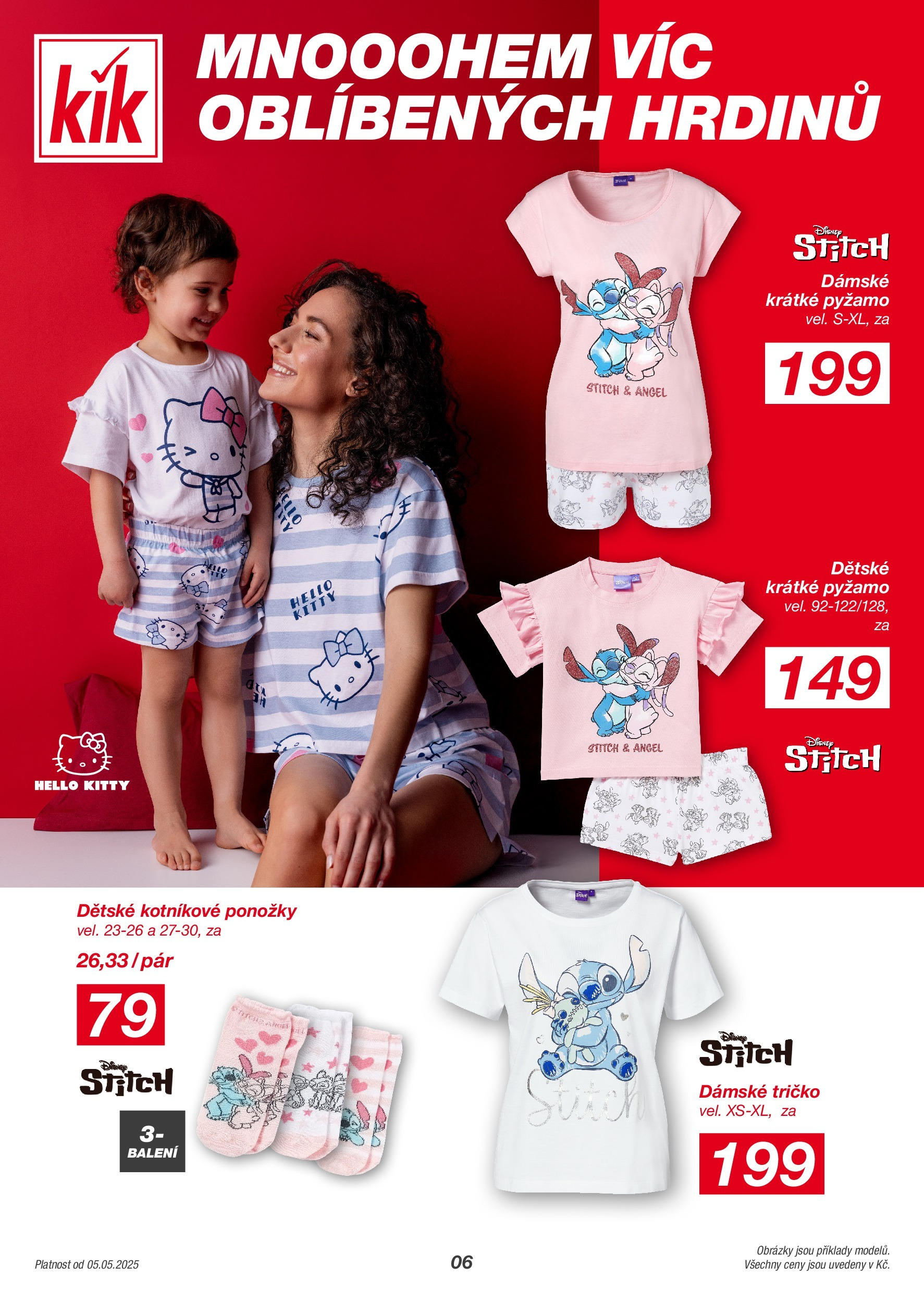 KIK leták 05.05.2025 - Leták příští týden | Strana: 6 | Produkty: Tričko, Ponožky, Pyžamo, Stitch