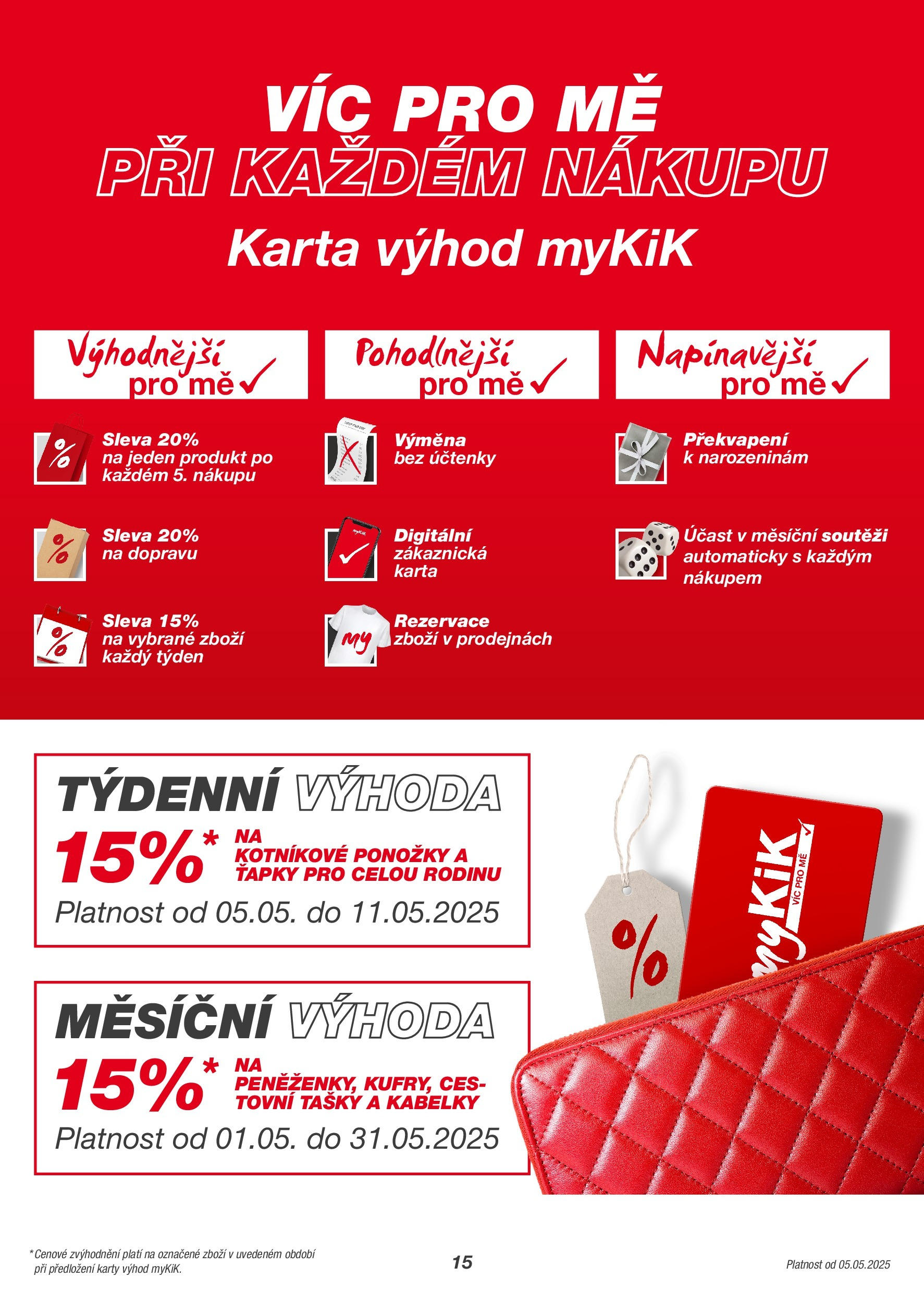 KIK leták 05.05.2025 - Leták příští týden | Strana: 15 | Produkty: Ponožky, Tašky, Karty, Kabelky