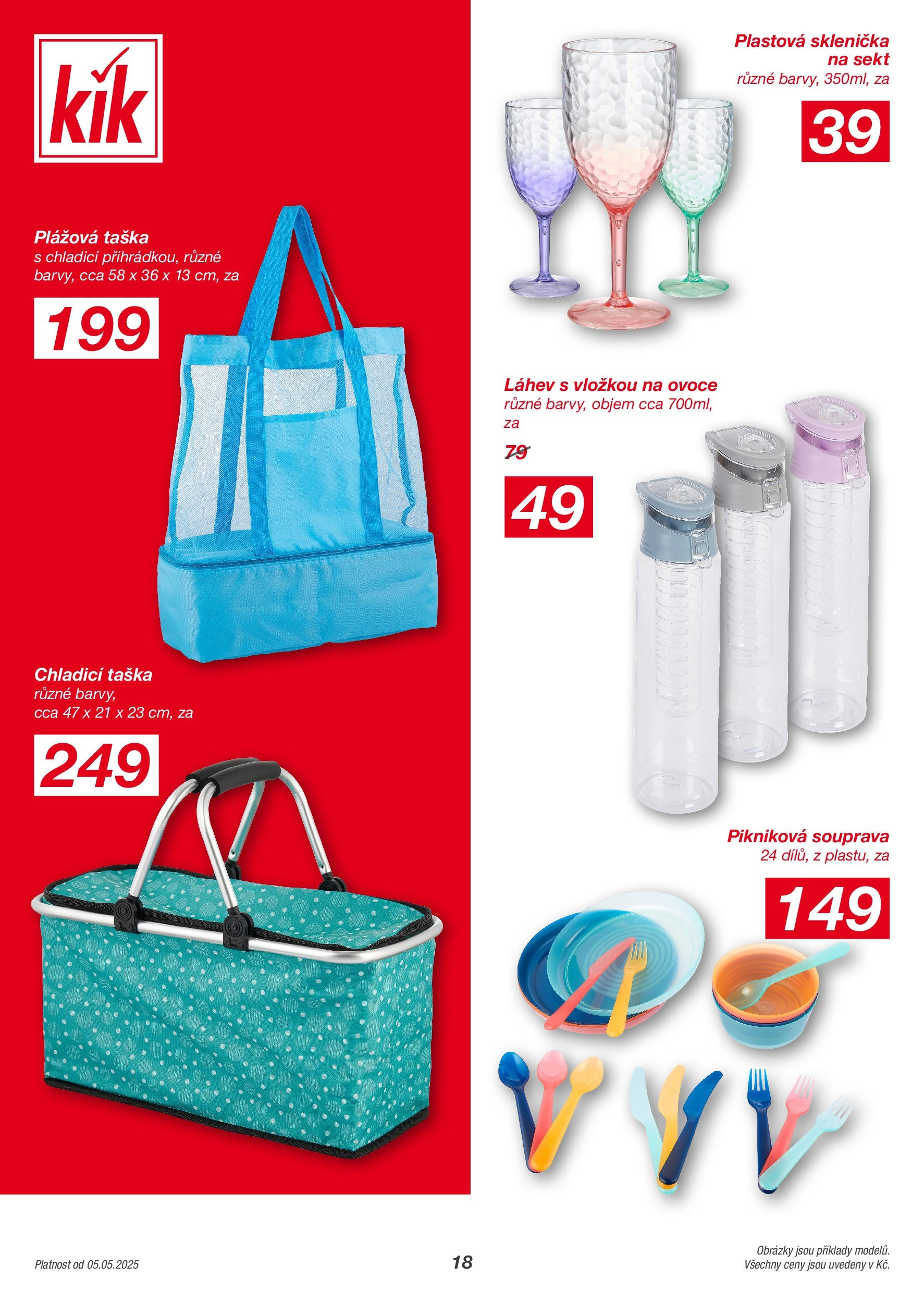 KIK leták 05.05.2025 - Leták příští týden | Strana: 18 | Produkty: Sklenička, Ovoce, Sekt, Chladící taška