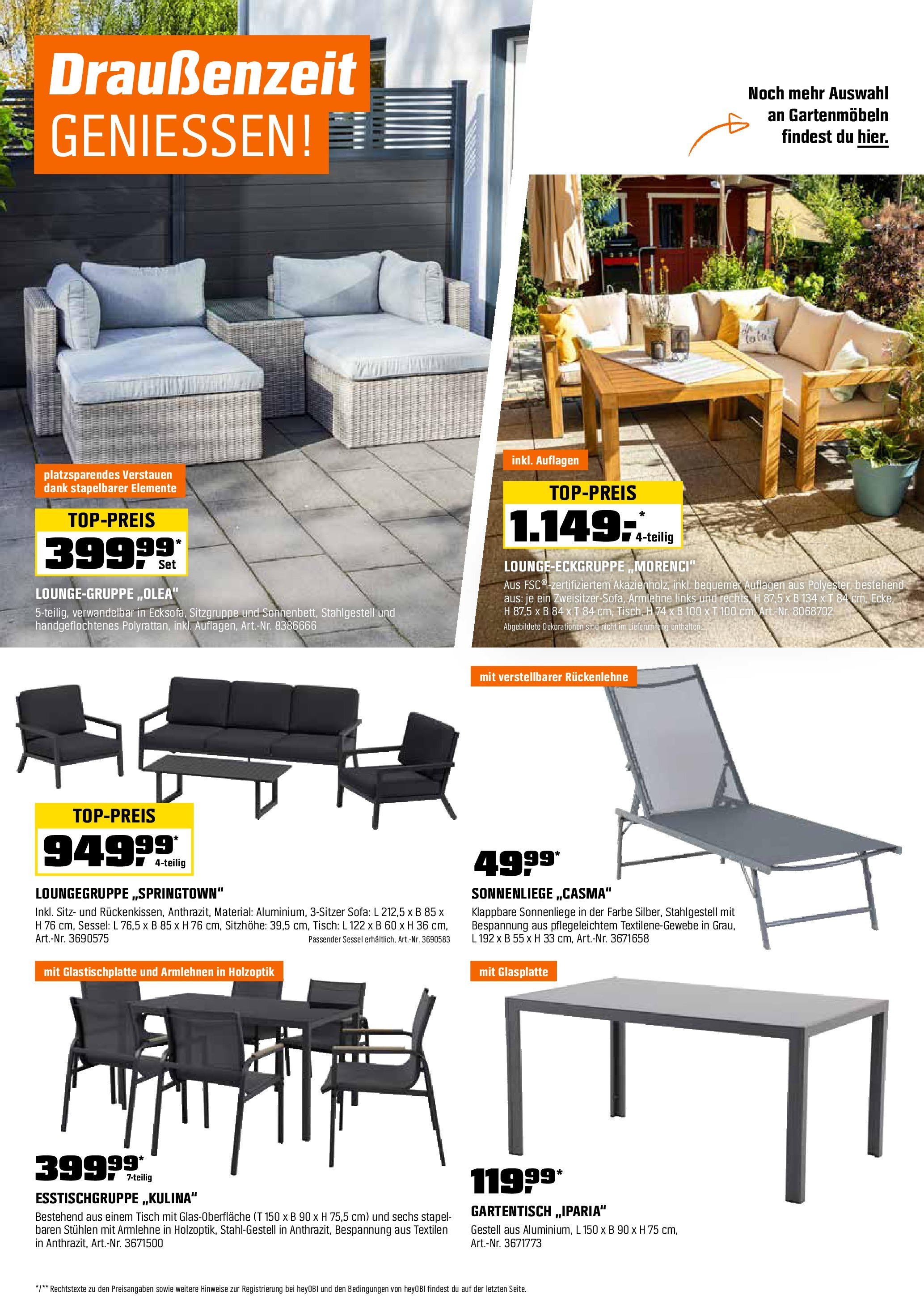 OBI Flugblatt von 30.04.2025 - Aktuelle Angebote | Seite: 6 | Produkte: Sofa, Sessel, Tisch