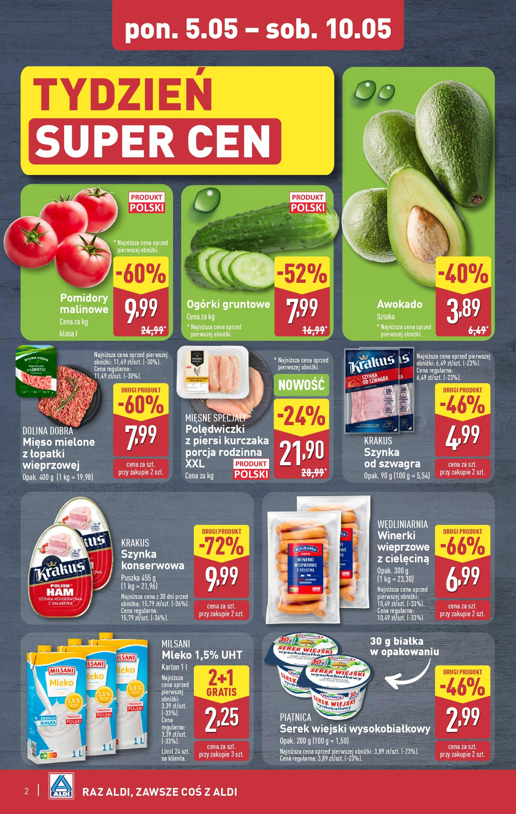 Aldi Gazetka - Okazje na weekend od 08.05.2025 - Ulotka PDF, promocje | Strona: 2 | Produkty: Galaretka, Mięso, Pomidory malinowe, Pomidory