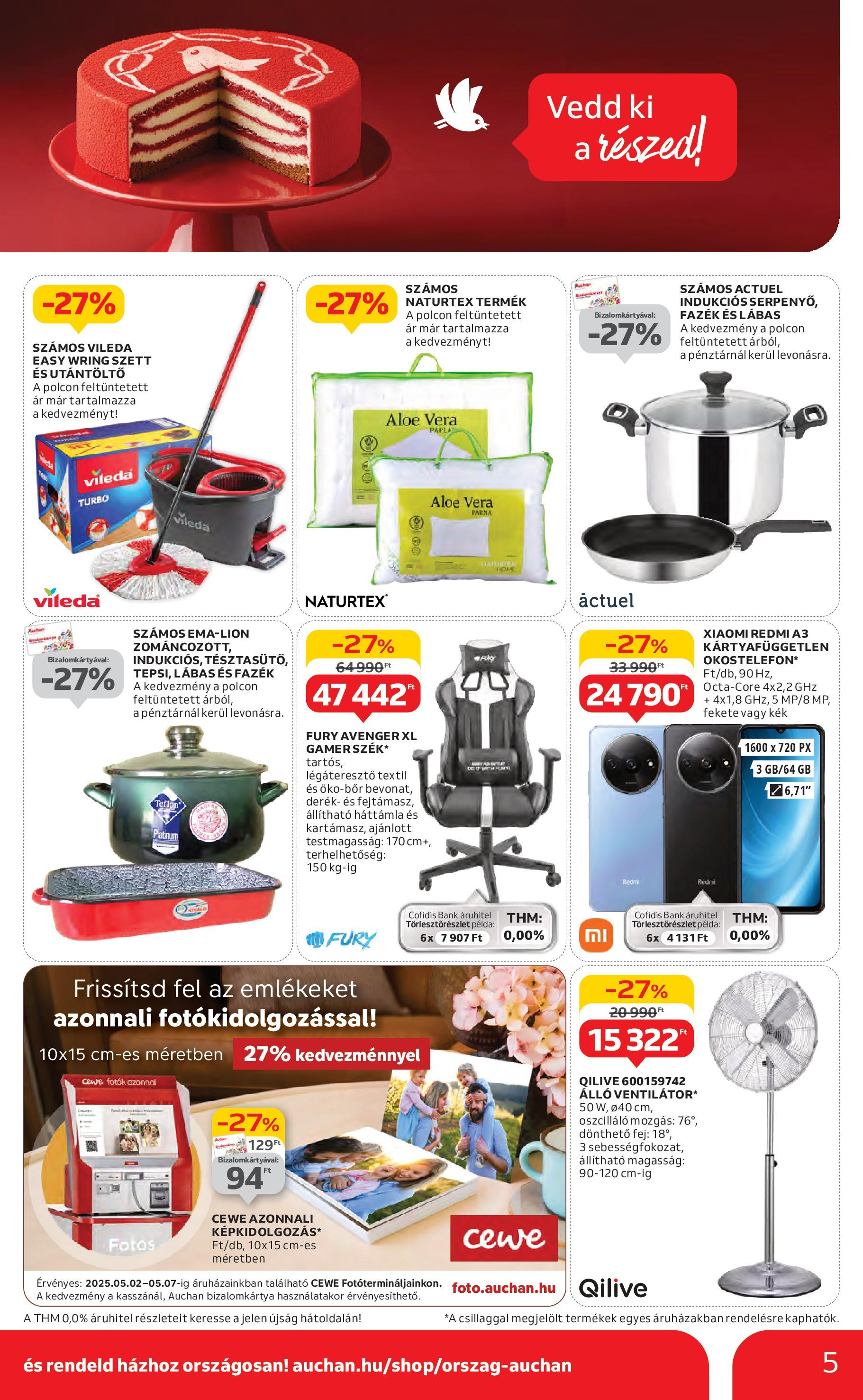 Akciós újság új Auchan - 2025.04.30. -tól/töl ⏳ | Oldal: 5 | Termékek: Smartphone, Párna, Aloe vera, Vileda Auchan - Auchan újság érvényessége 05.07.-ig - 2025.04.30. -tól/töl > akció, lapozható szórólap 🛍️ | Oldal: 5 | Termékek: Smartphone, Párna, Aloe vera, Vileda