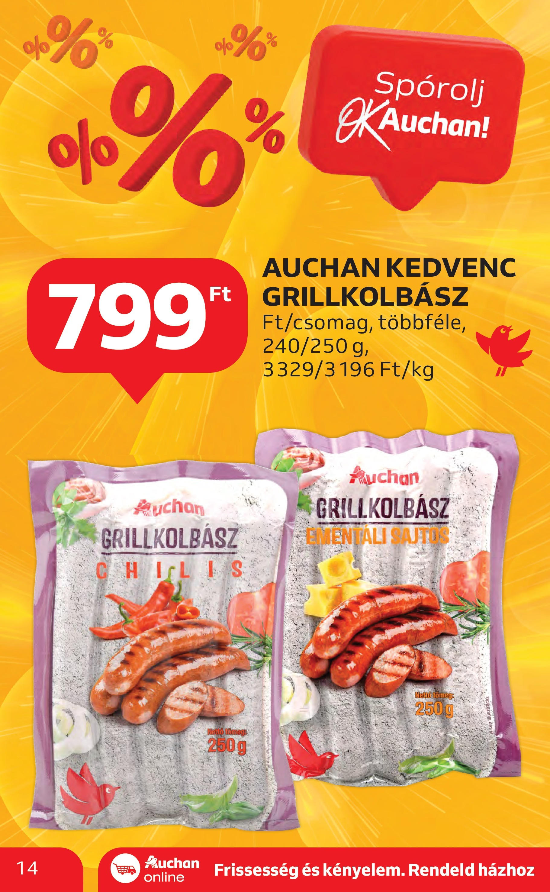 Akciós újság új Auchan - 2025.04.30. -tól/töl ⏳ | Oldal: 14 | Termékek: Grillkolbász Auchan - Auchan újság érvényessége 05.07.-ig - 2025.04.30. -tól/töl > akció, lapozható szórólap 🛍️ | Oldal: 14 | Termékek: Grillkolbász