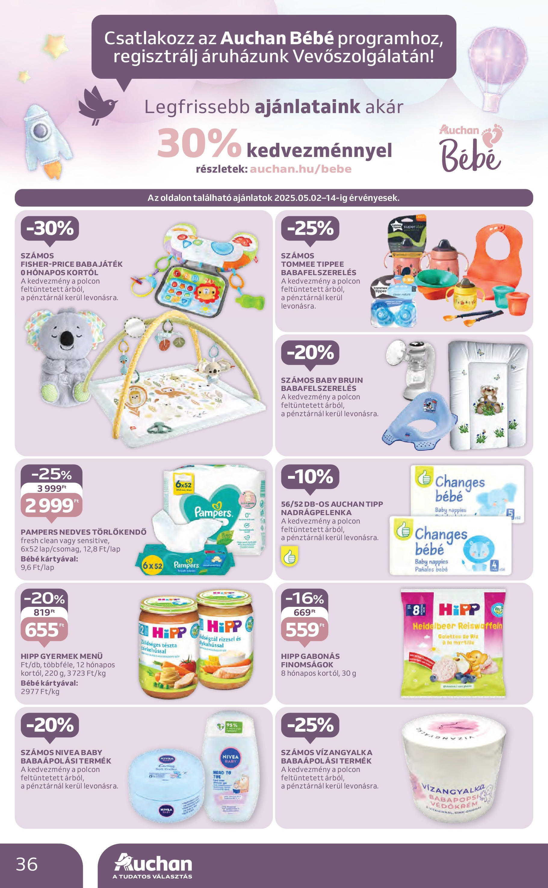 Akciós újság új Auchan - 2025.04.30. -tól/töl ⏳ | Oldal: 36 | Termékek: Pampers, Törlőkendő, Nedves törlőkendő, Tészta Auchan - Auchan újság érvényessége 05.07.-ig - 2025.04.30. -tól/töl > akció, lapozható szórólap 🛍️ | Oldal: 36 | Termékek: Pampers, Törlőkendő, Nedves törlőkendő, Tészta