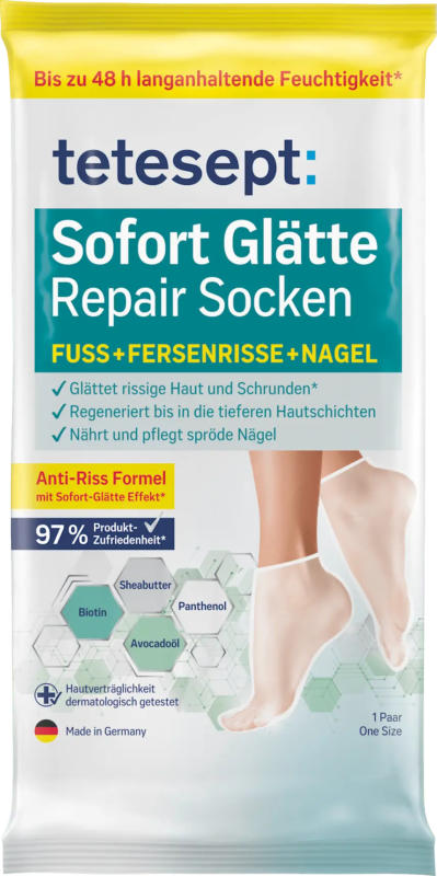 tetesept Fußmaske Socken, Sofort Glätte (1 Paar)