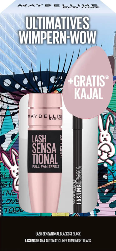 MAYBELLINE NEW YORK Mascaraset Sensational Blackest Black, 9,5 ml & Gratis Lasting Drama Liner Black