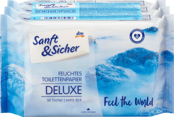 Sanft&Sicher Feuchtes Toilettenpapier Feel the World (3x50 St)